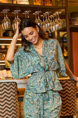LUNA V-neck blouse - Sea Green
