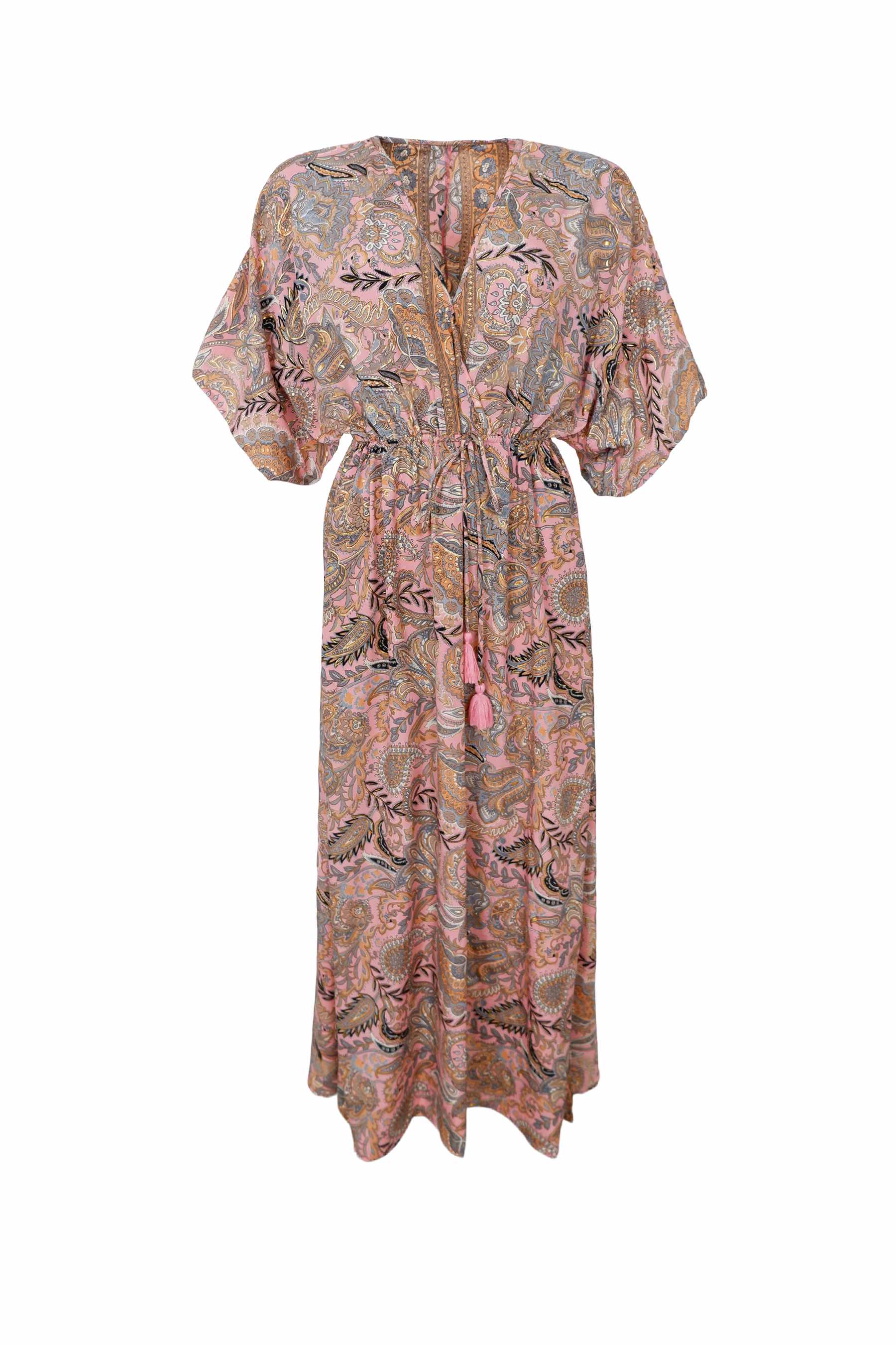 LUNA long V-neck dress - Imperial Rose