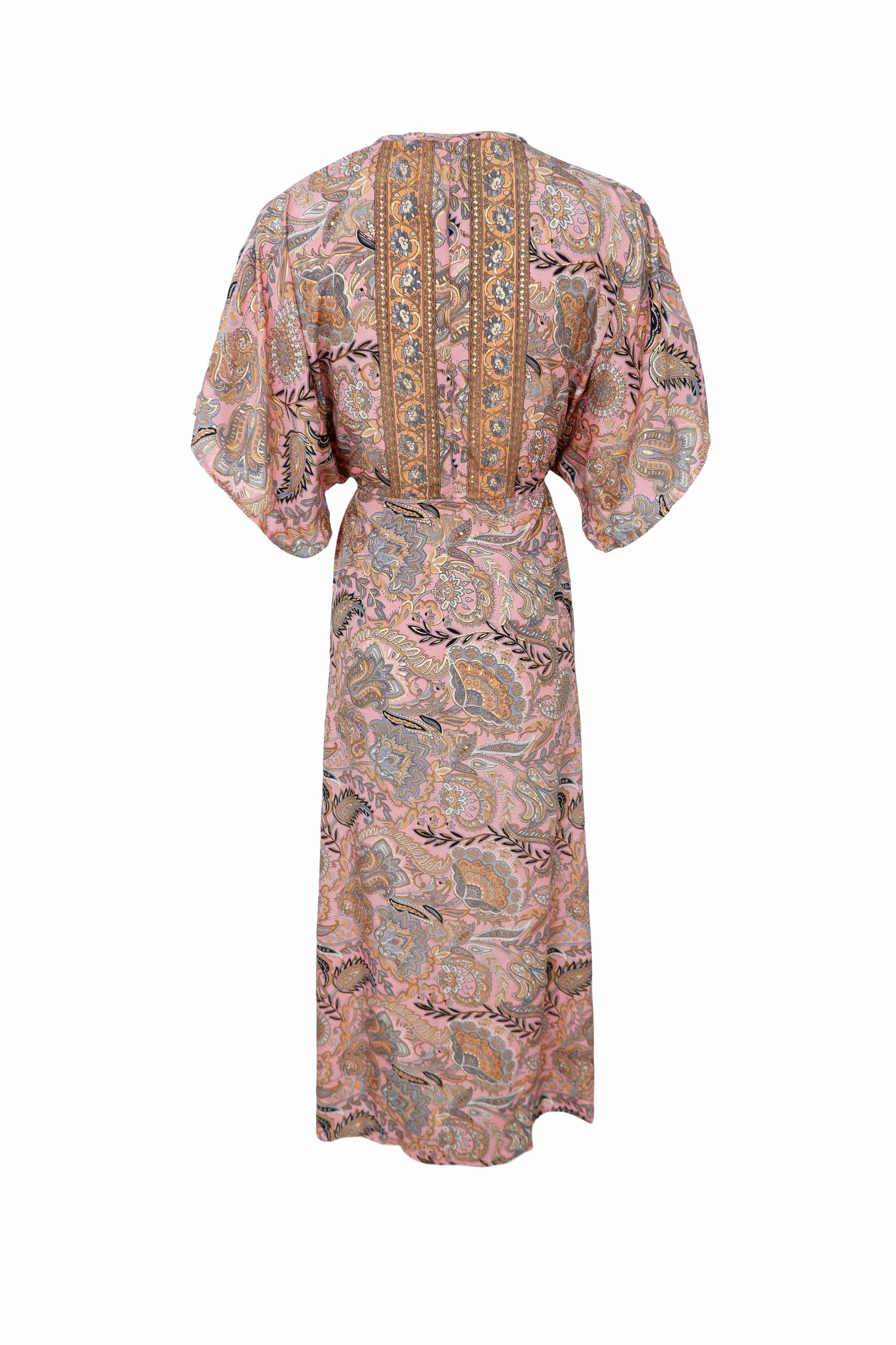 LUNA long V-neck dress - Imperial Rose