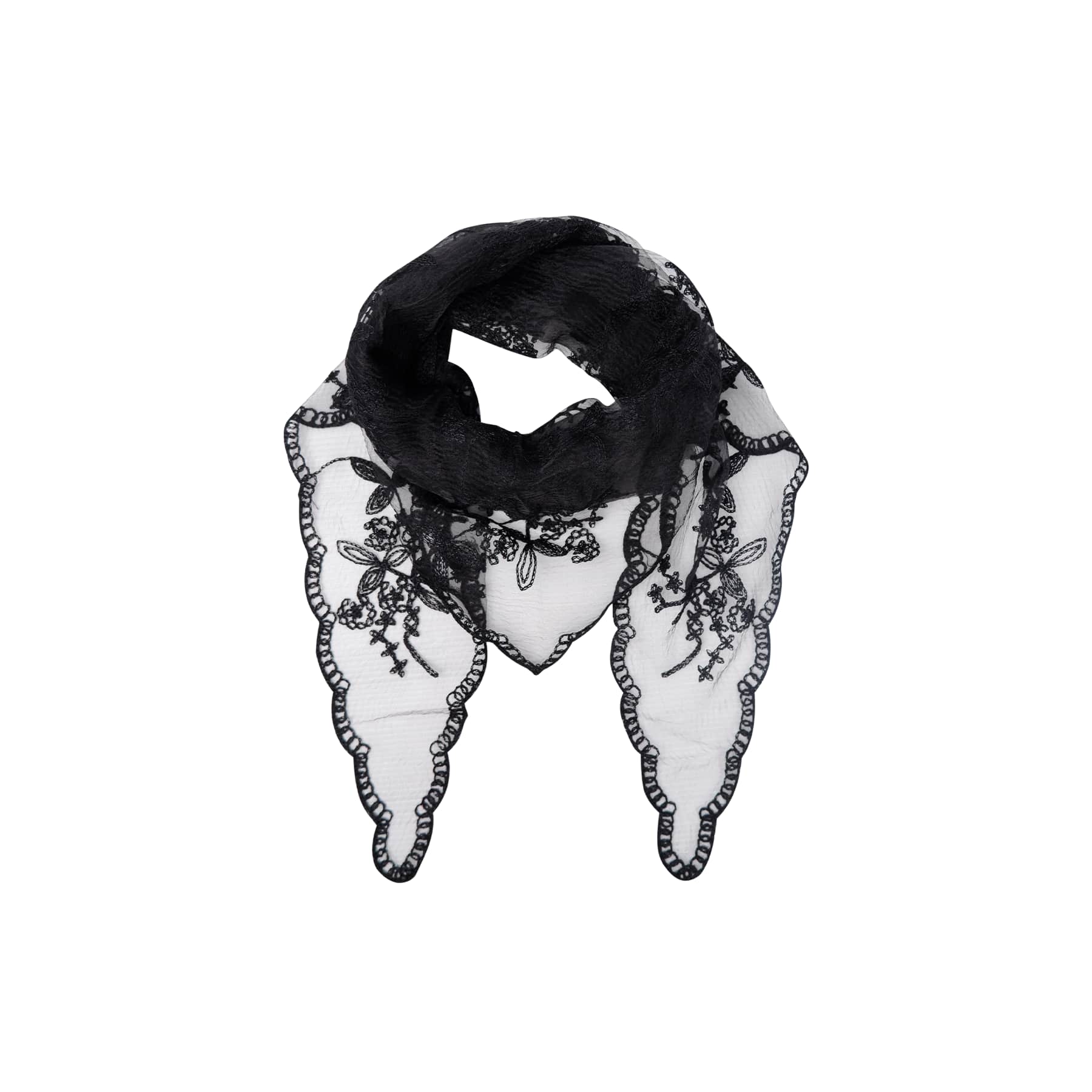 PREORDER-MIRIANA triangle lace scarf - Black