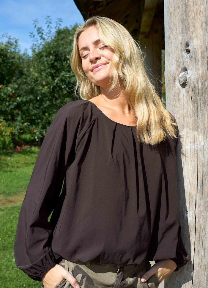 Davina Balloon Blouse - Coffee