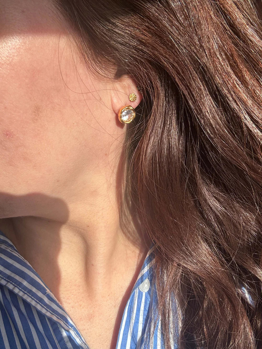 Boble Crystal Earstud - 18 karat guldbelagt