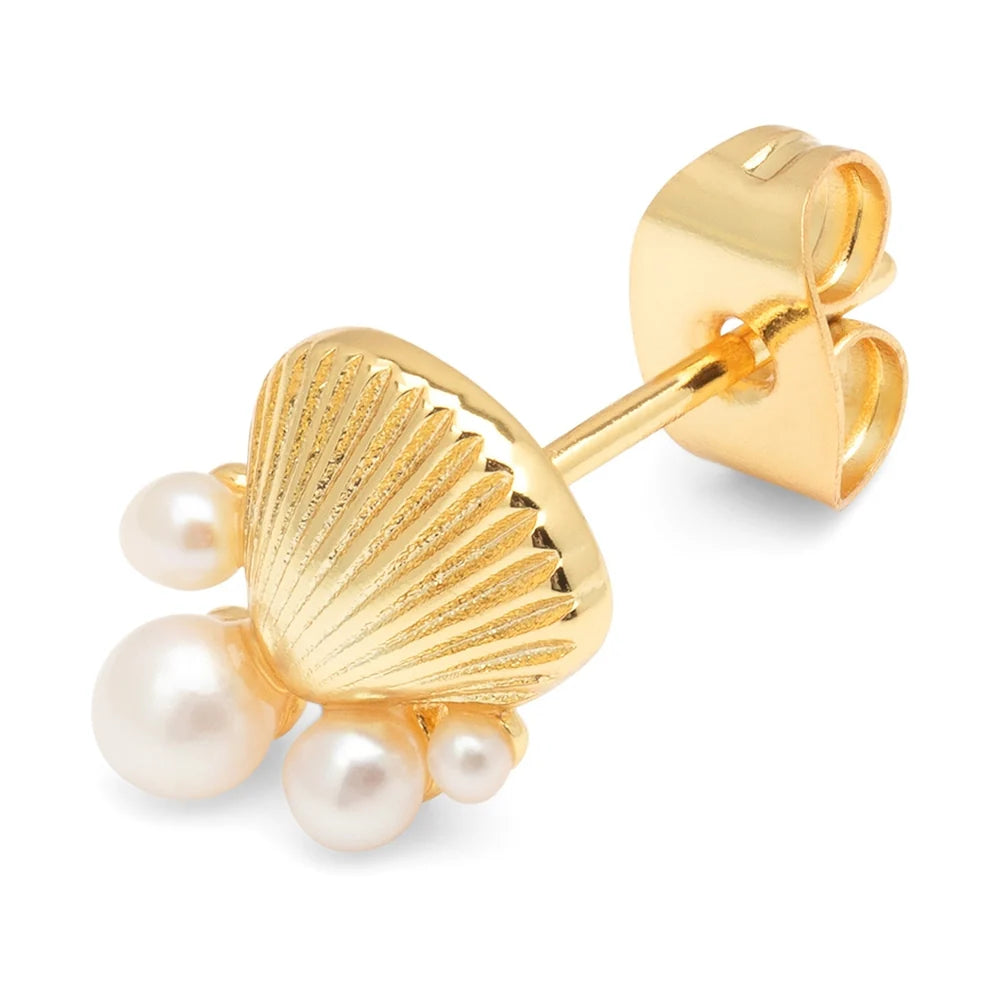 Bouquet Shell & Pearls Ørering - Forgyldt
