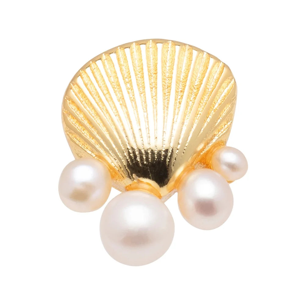 Bouquet Shell & Pearls Ørering - Forgyldt
