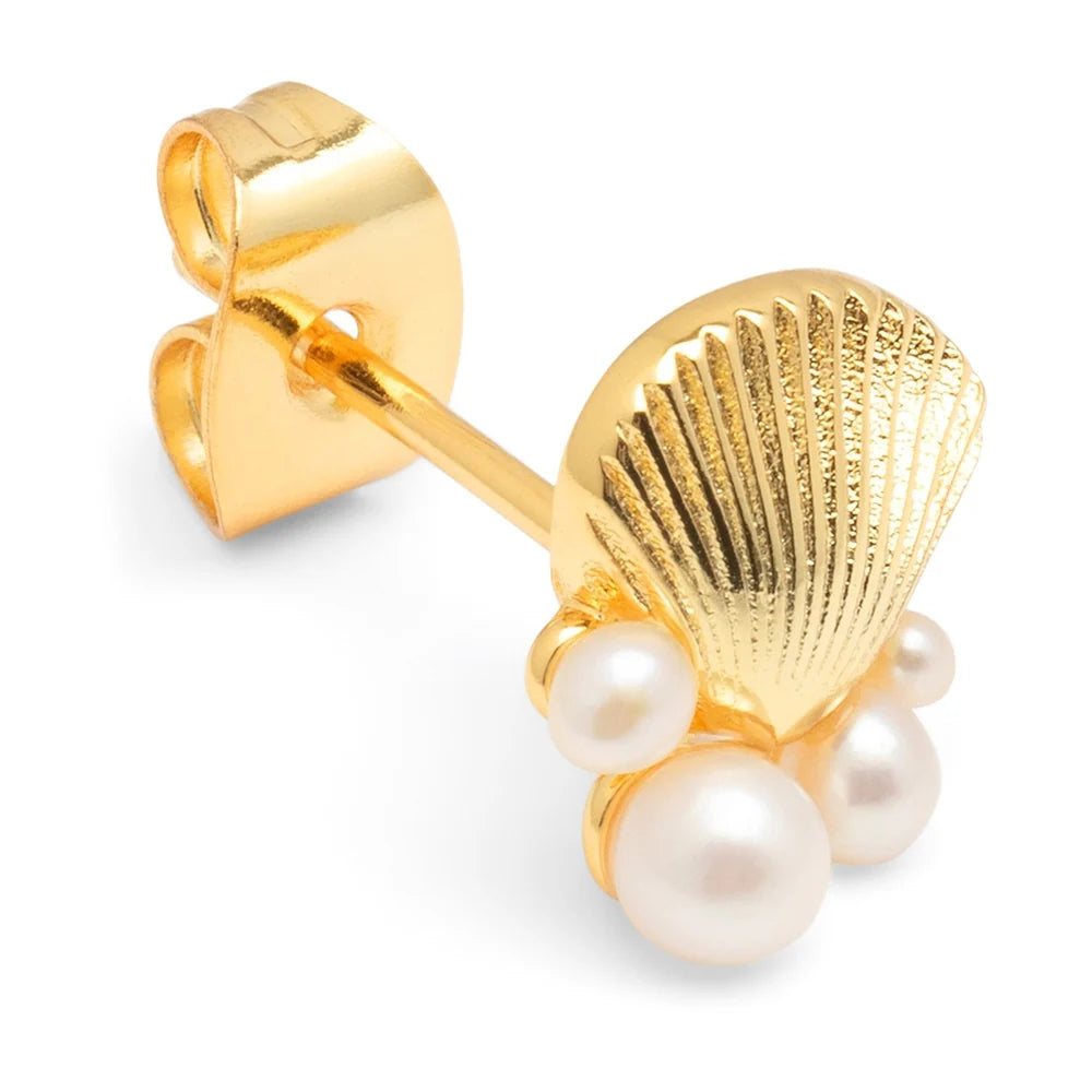 Bouquet Shell & Pearls Ørering - Forgyldt