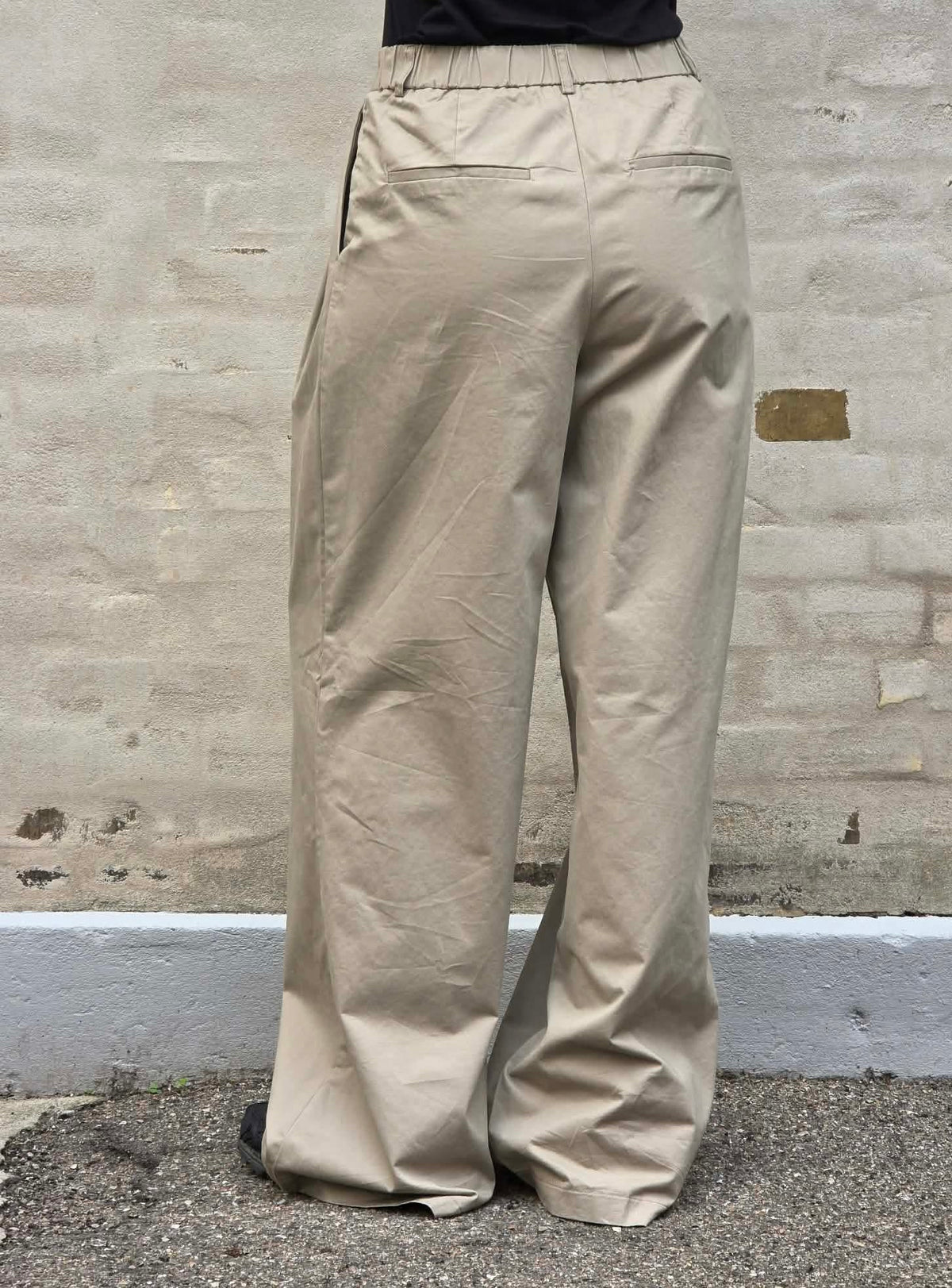 PAM HW WIDE LEG PANTS - Greige