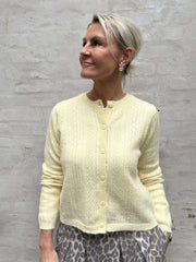 APRIL LIFE LS O-NECK CARDIGAN - Pastel Yellow_MELANGE