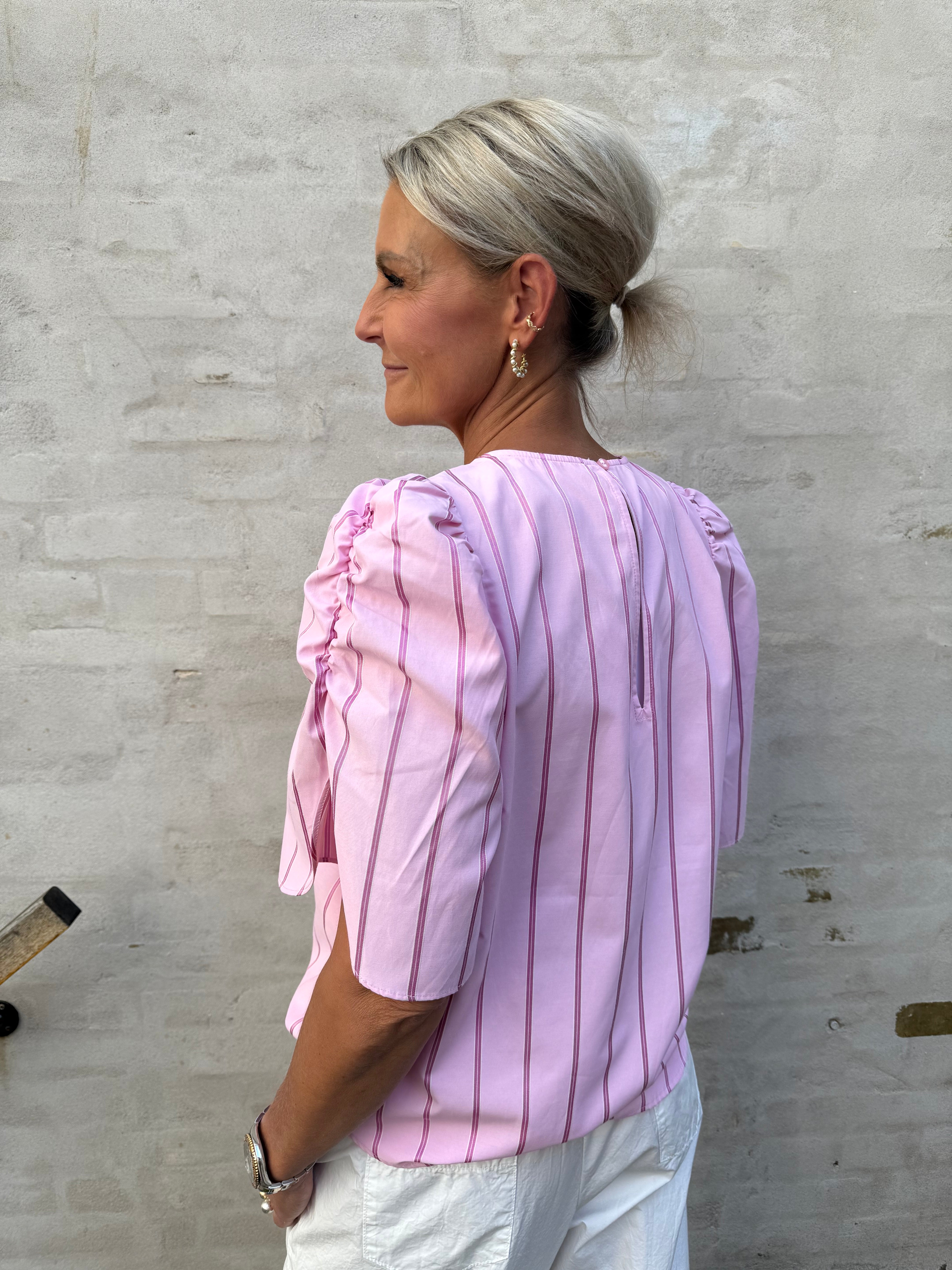 Rosalina Stripe Blouse - Pale Pink