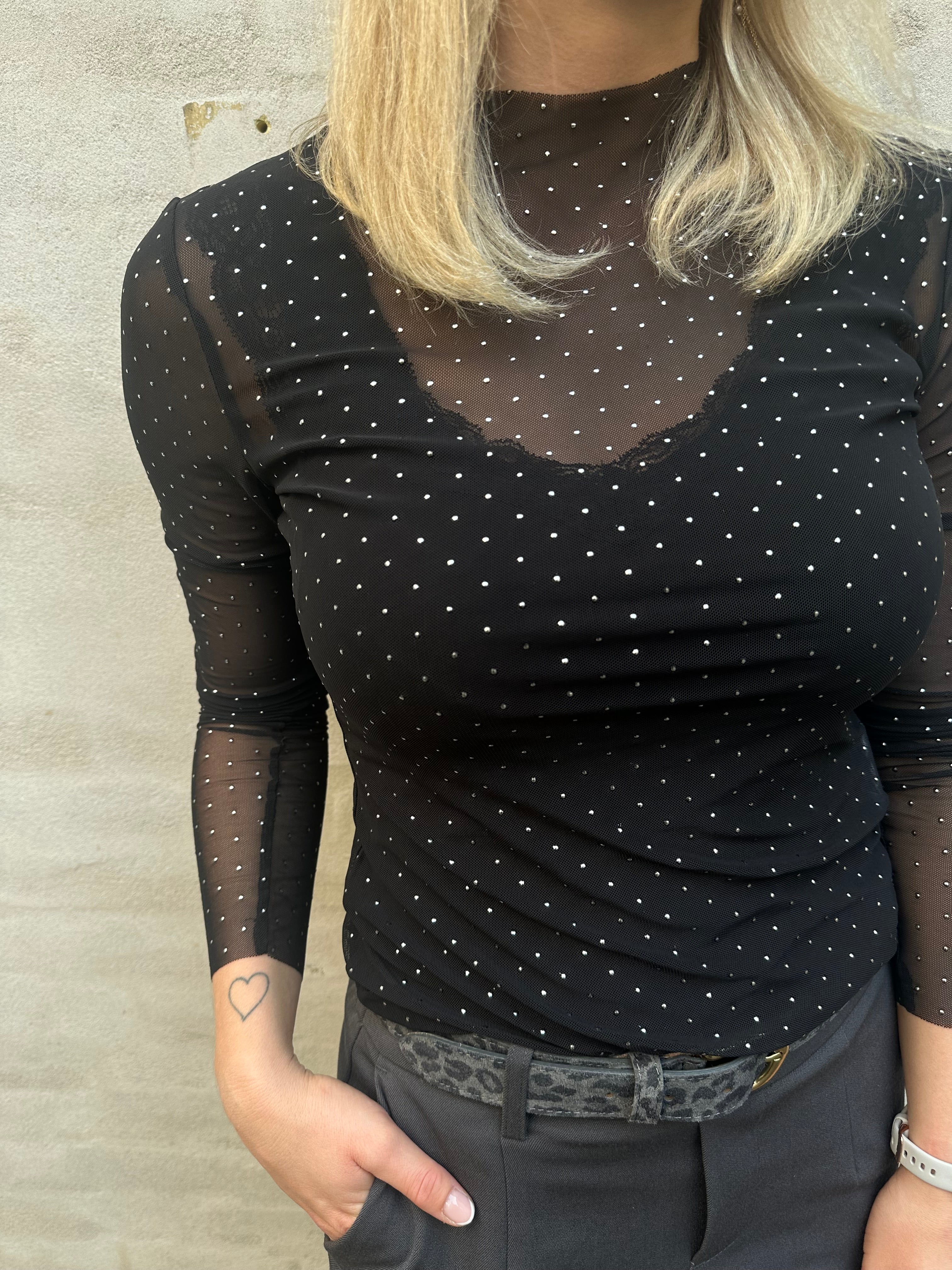 Elsa mesh stud top black