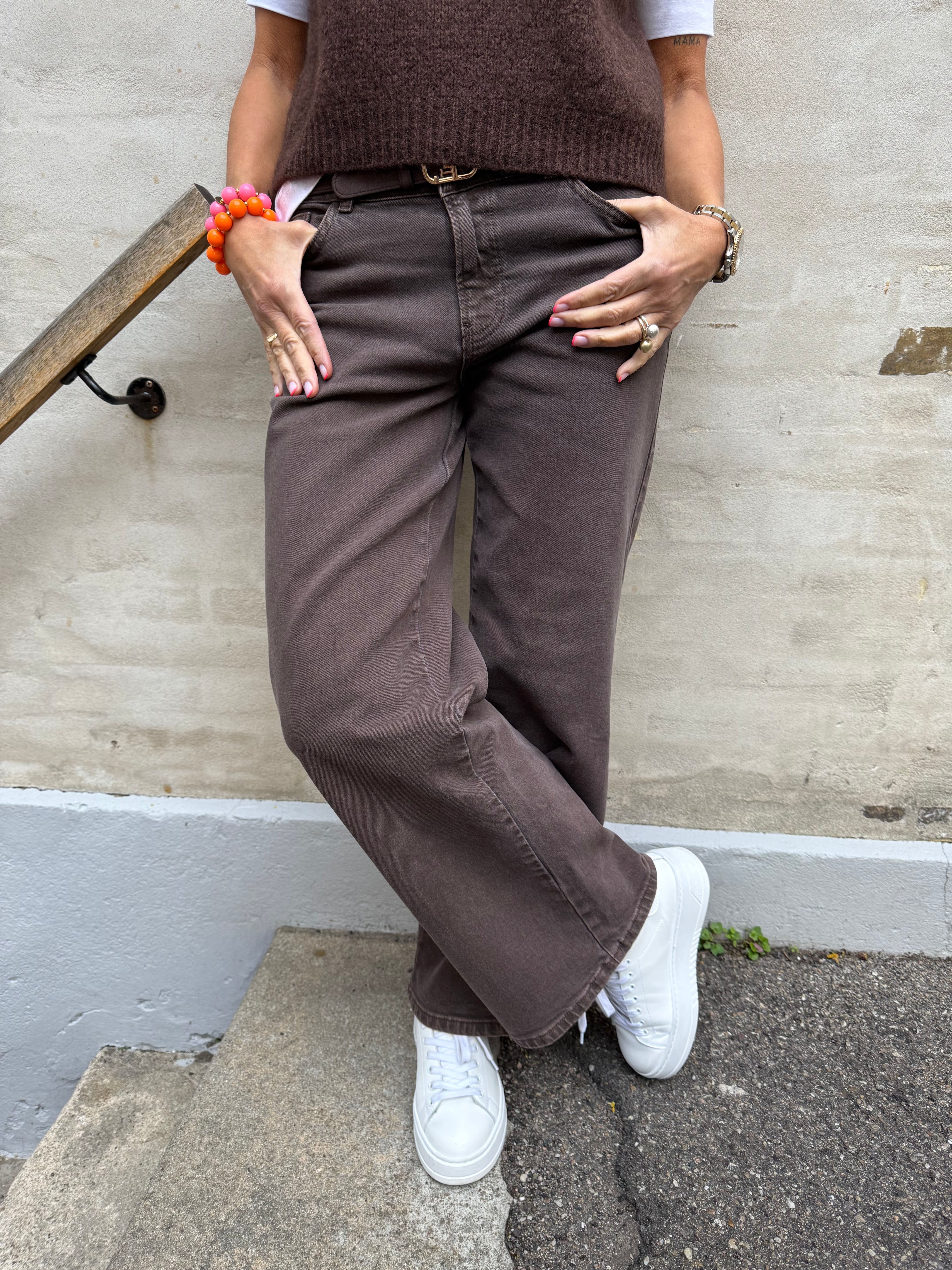 Selma Low Waist Wide Jeans - Hot Fudge