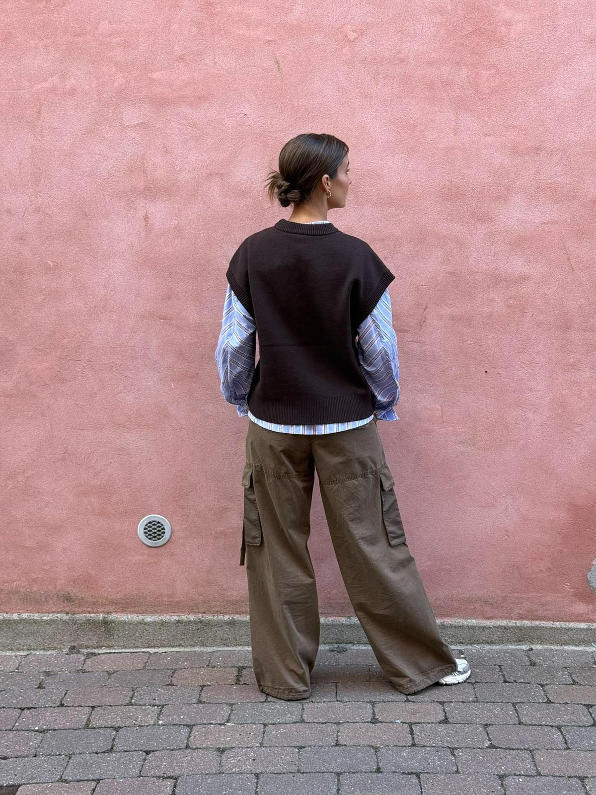 ITONE S/L LO KNIT VEST - Seal Brown Melange