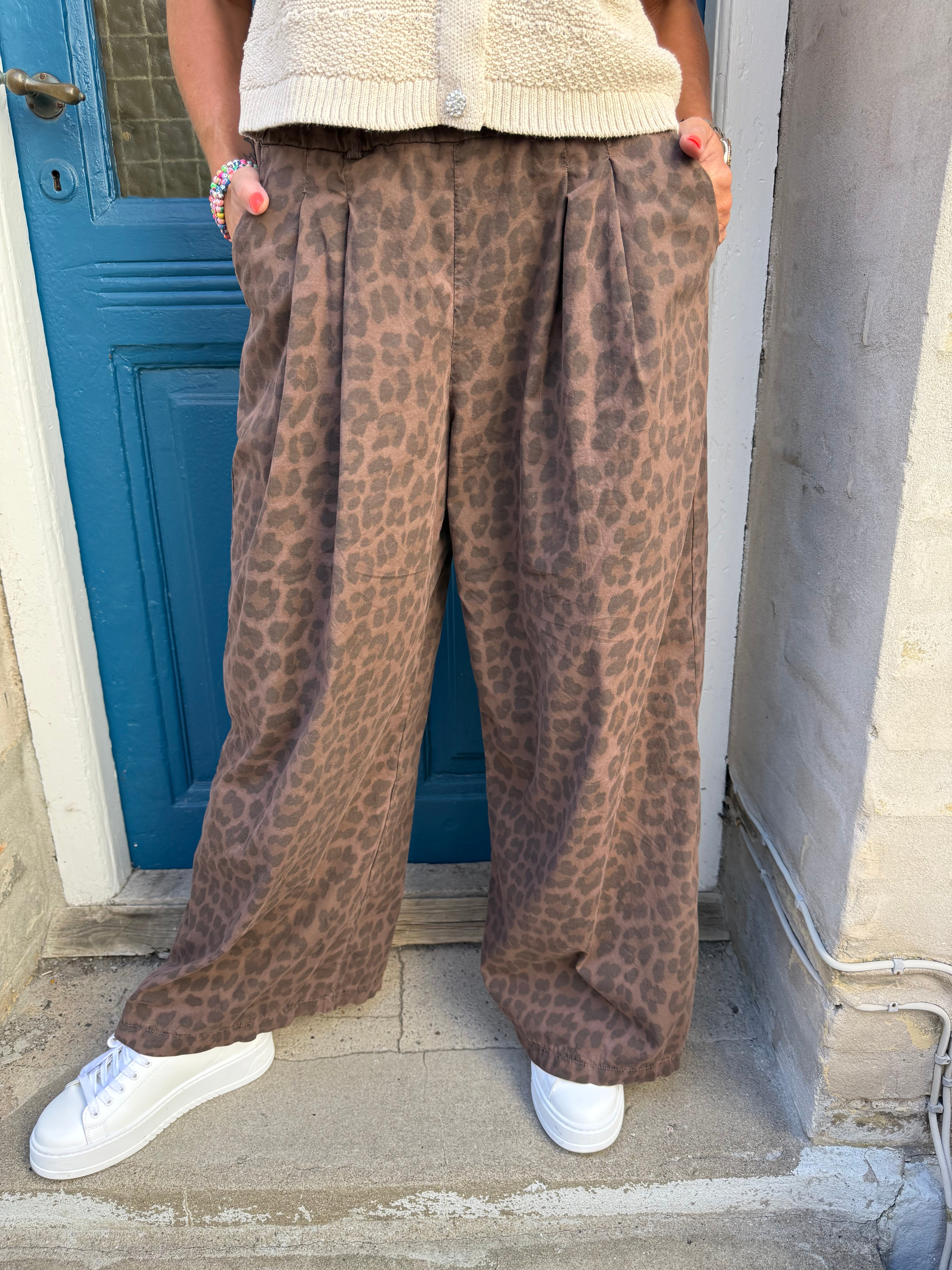 ABBIE wideleg pant - Mocca Leo