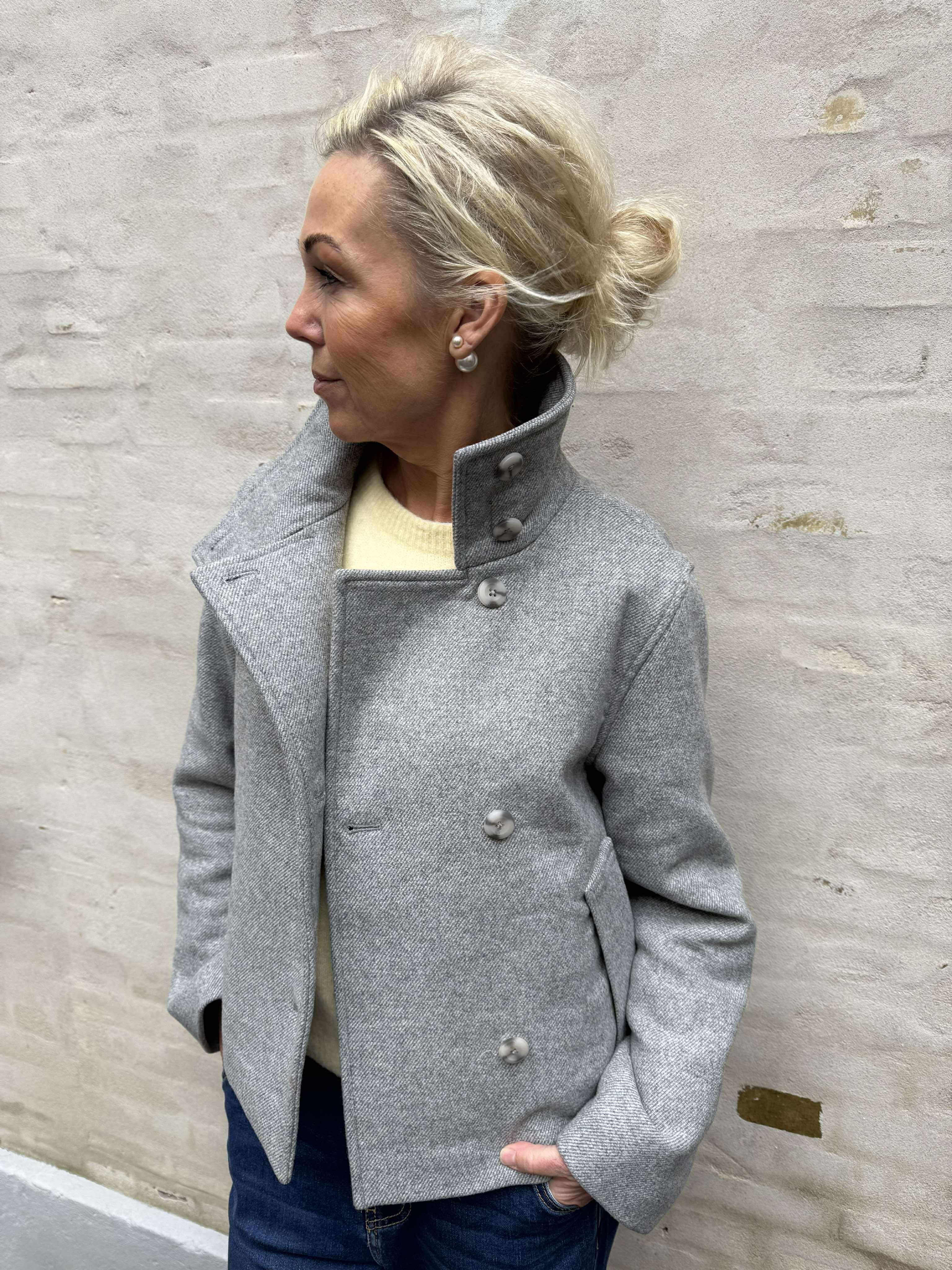 RIKI SHORT JACKET - Medium Grey Melange