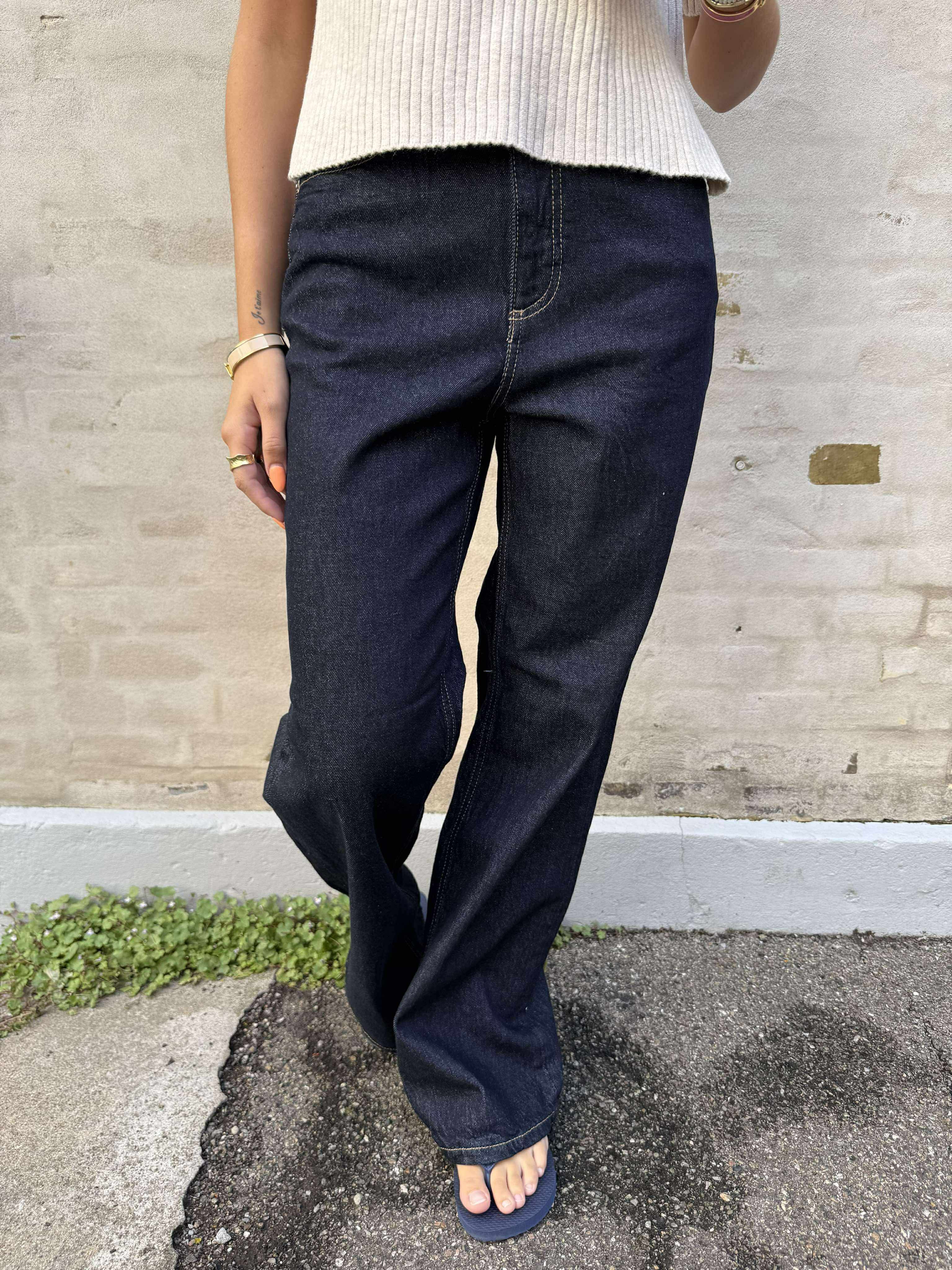TESSA WIDE JEANS - Dark Blue Denim