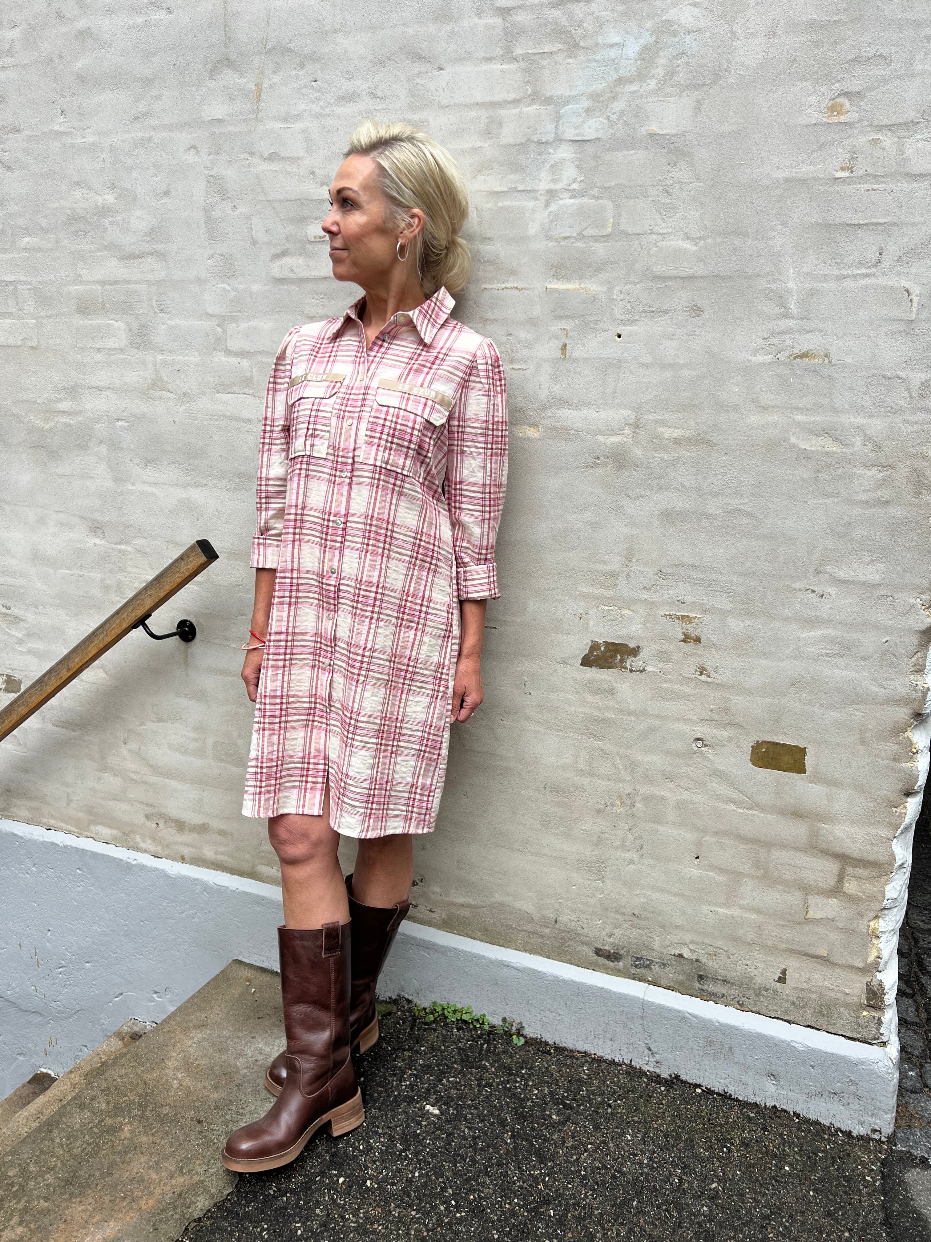 Mili Check Patch Dress - Red Check