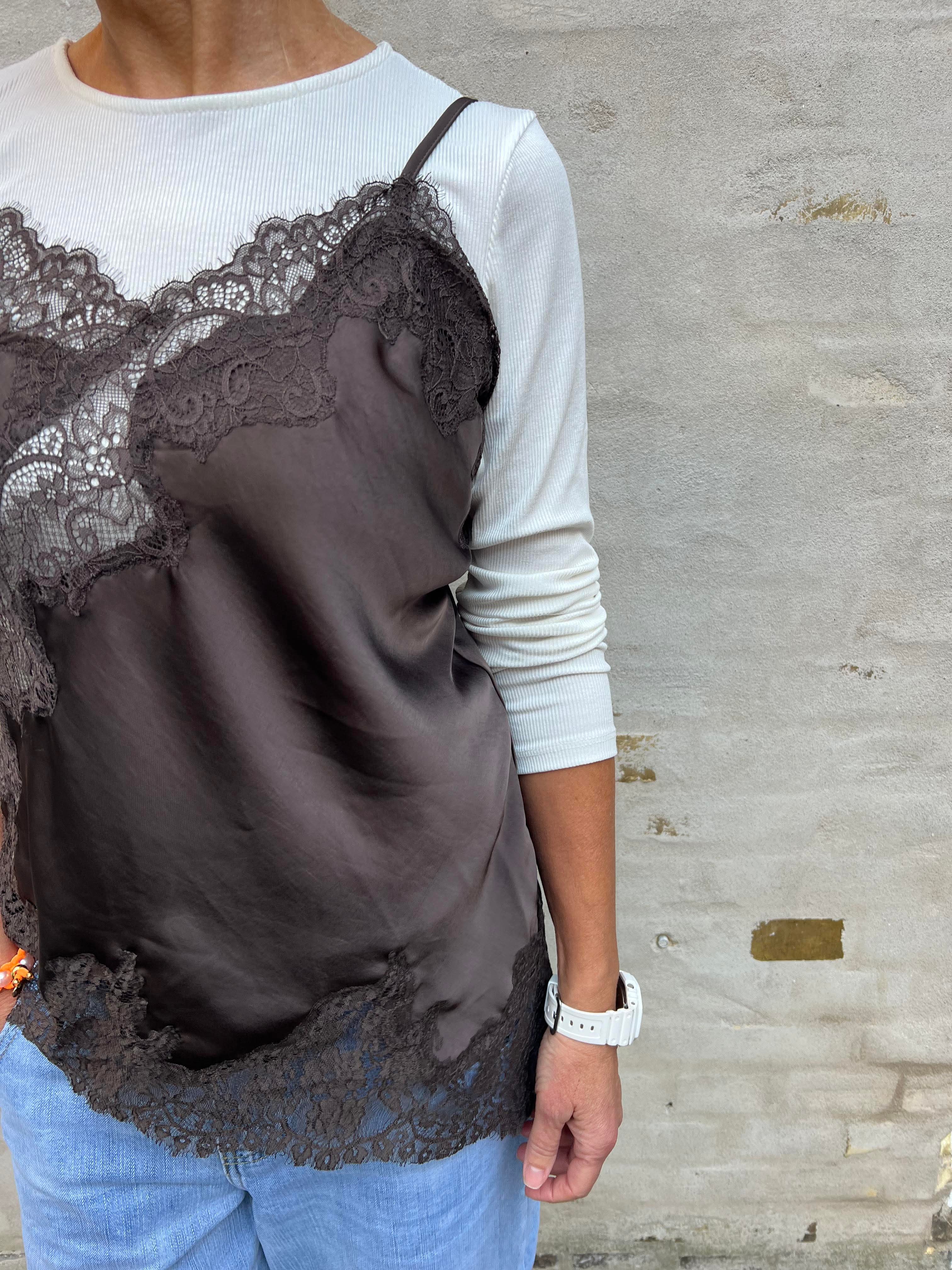 Viole Lace Top - Dark Brown