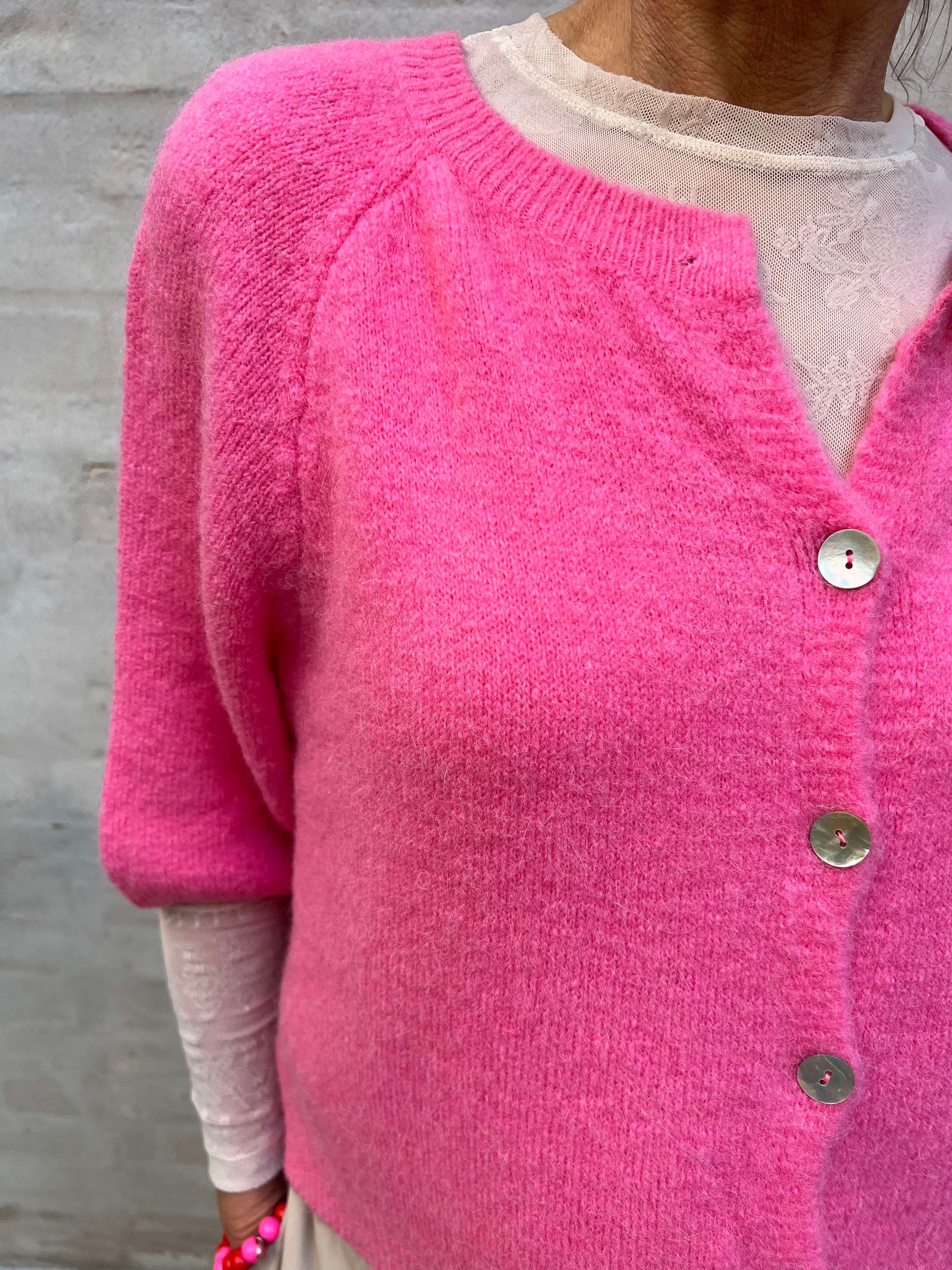 Shannie cardigan w. 3/4 sleeve raspberry