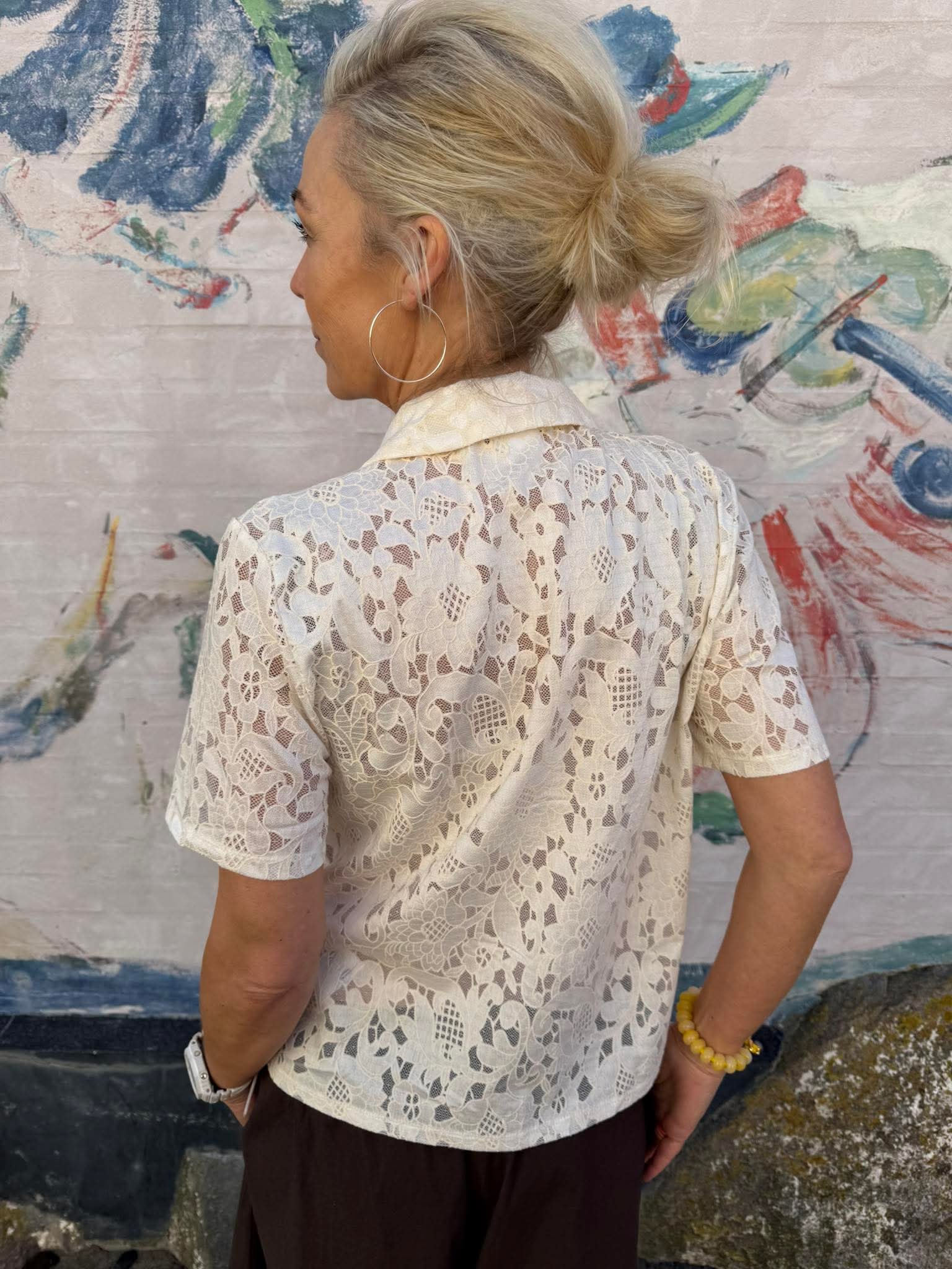 BIANCA POLO TOP - Vit sand