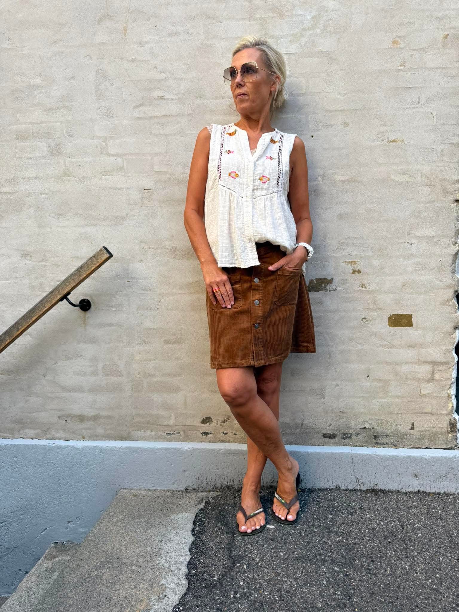 SHIRAZ CORDUROY SKIRT - Toffee