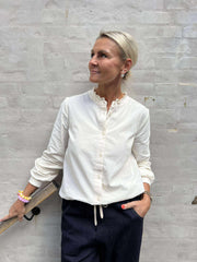 Corduroy Blouse w. Gathered hem - Soft Beige