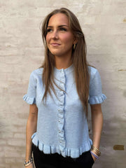 Lydia Frill Knit Cardigan Cashmere Blue