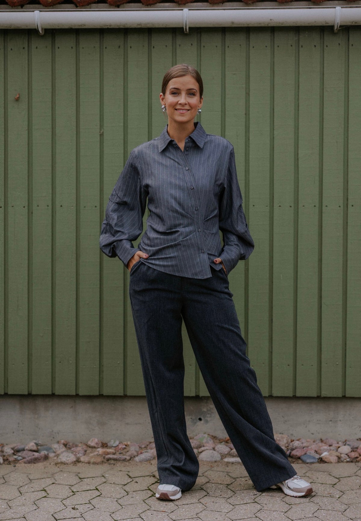 Eveline Pinstripe Pants - Navy