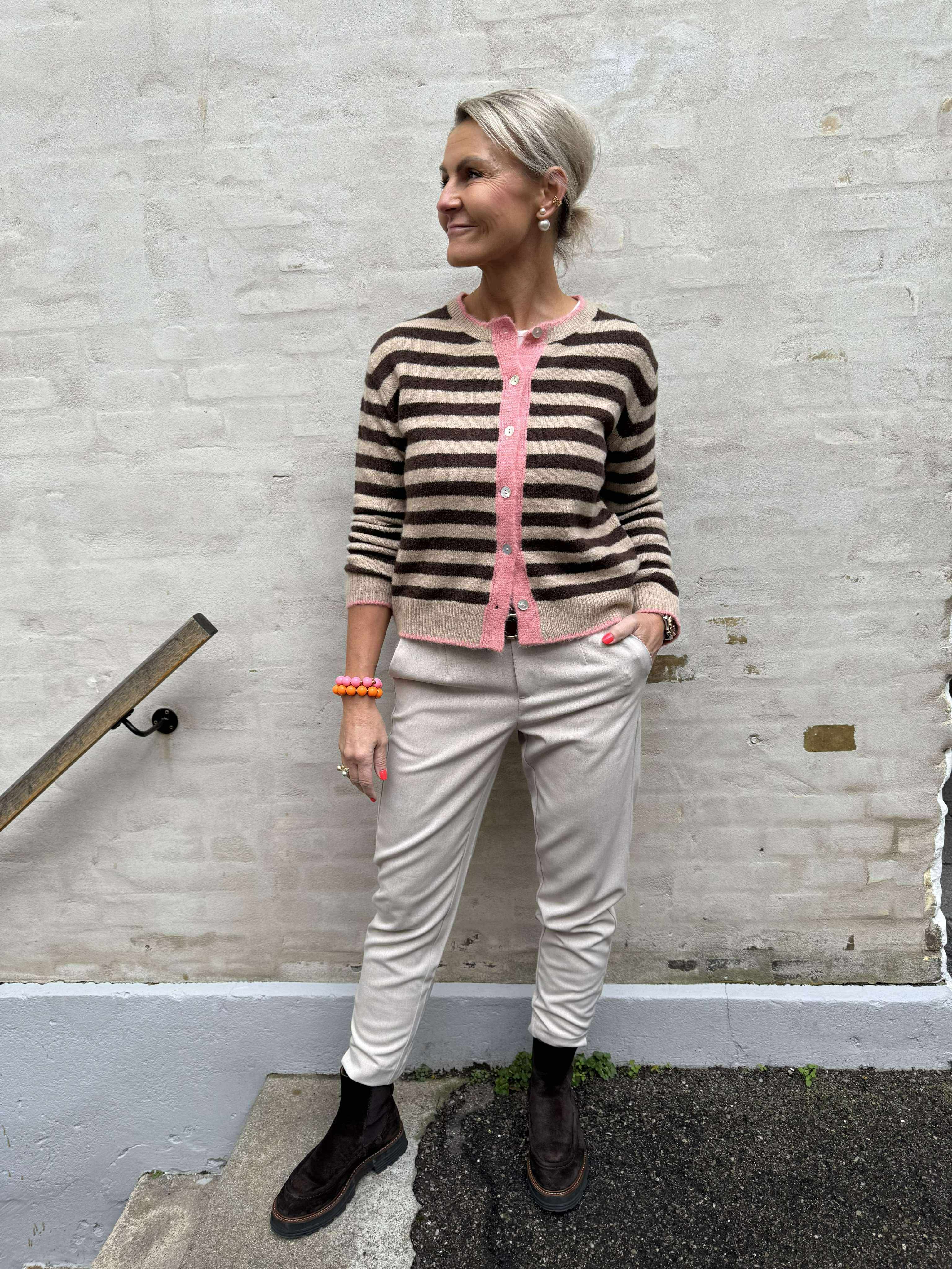 Lisa Slim Pant - Humus Melange