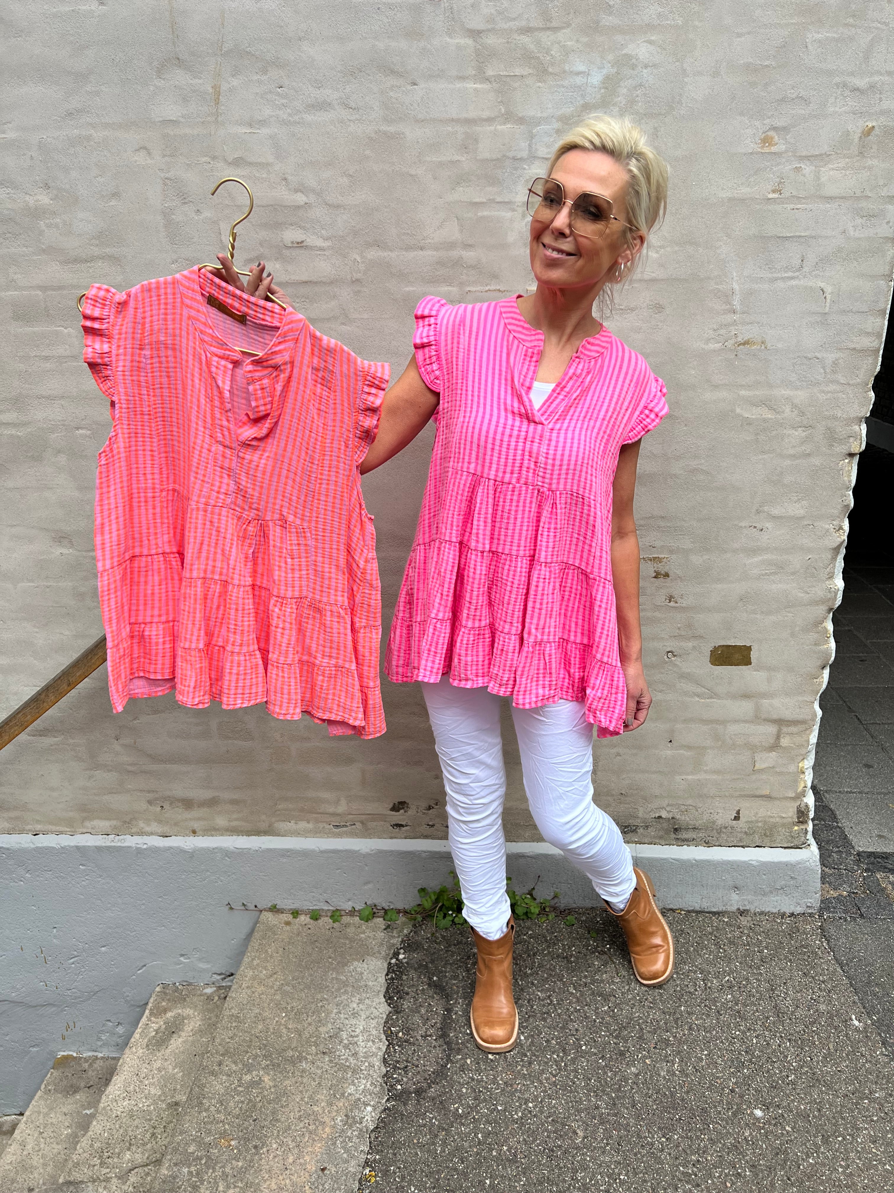 Dolly top strib pink