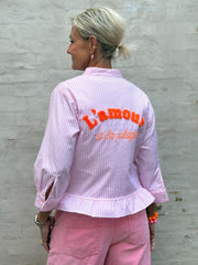 L´amour Shirt - Rosa randig