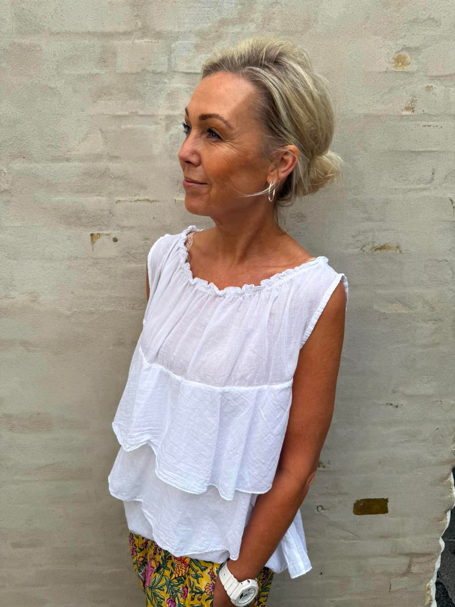 Ruffle Top - White