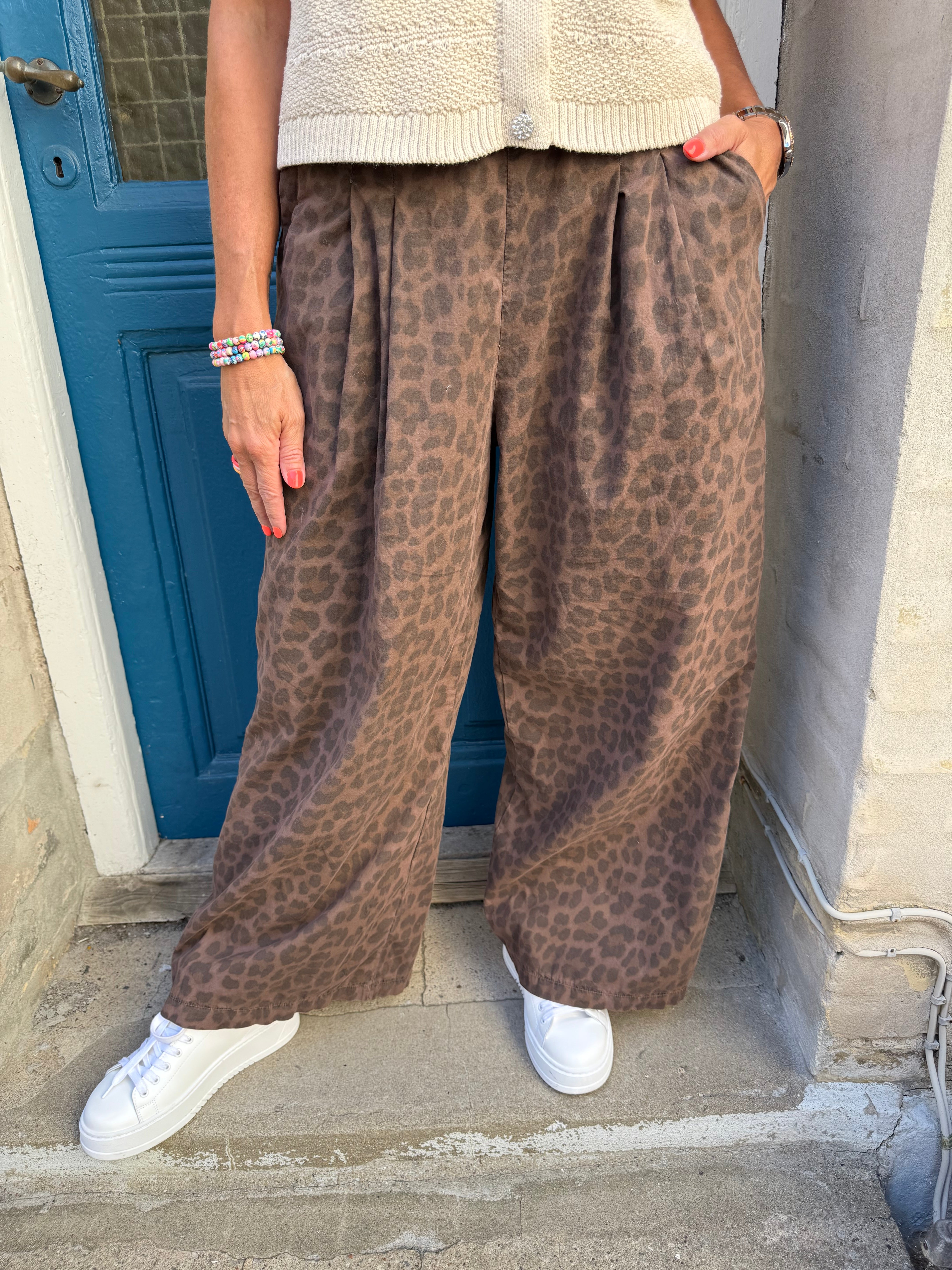 ABBIE wideleg pant - Mocca Leo