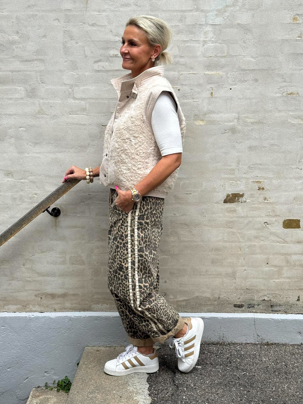 JulietteGO Cargo Pants - Leopard Print/Cream Stripe