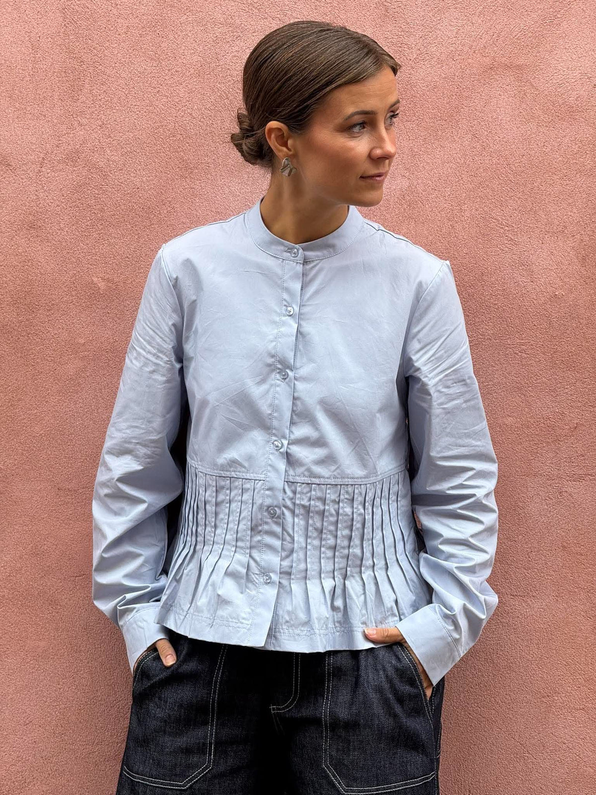 ADONA L/S REG. PLEAT SHIRT - Kentucky Blue