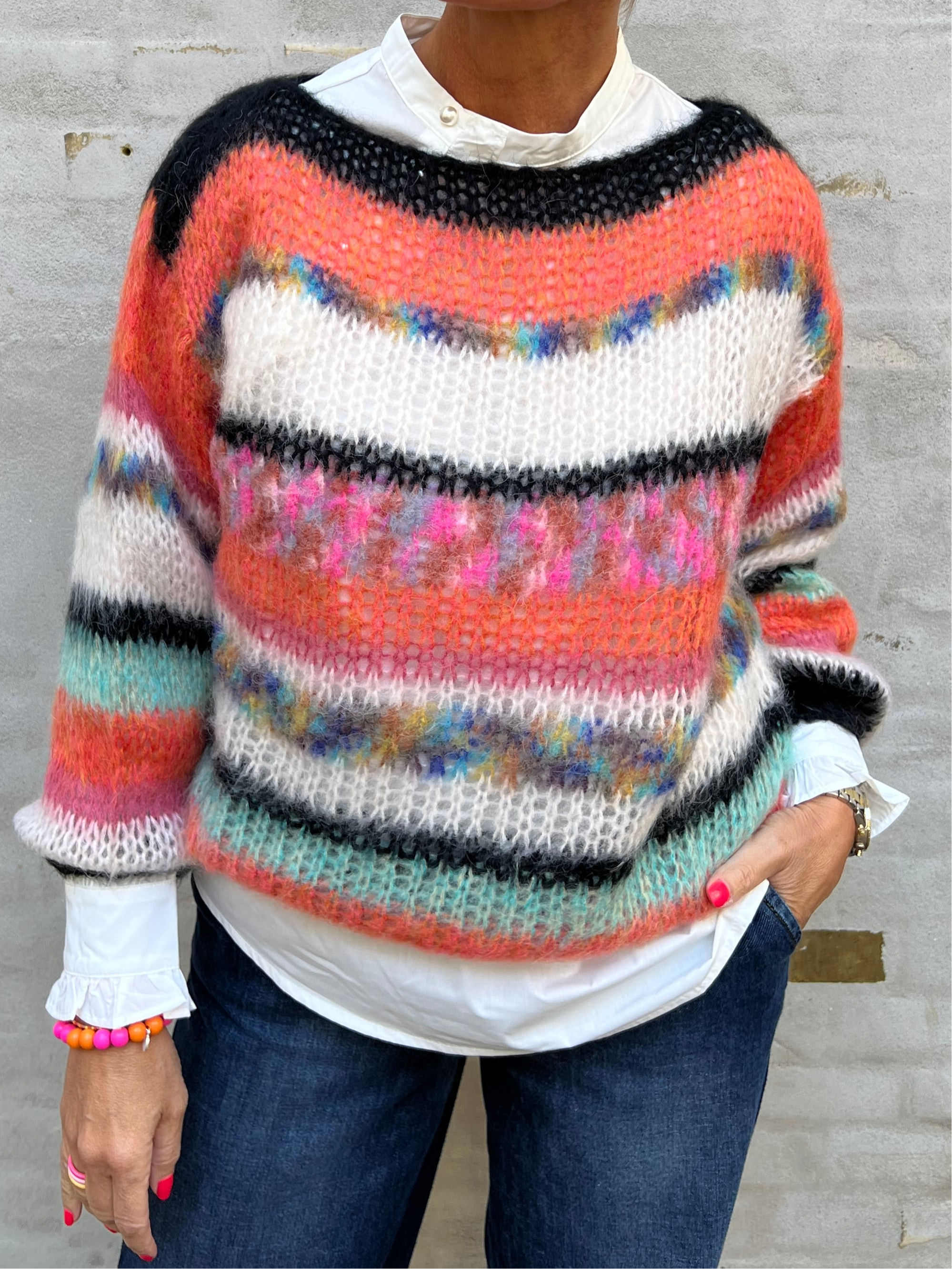 Adria multi striped jumper orange mix