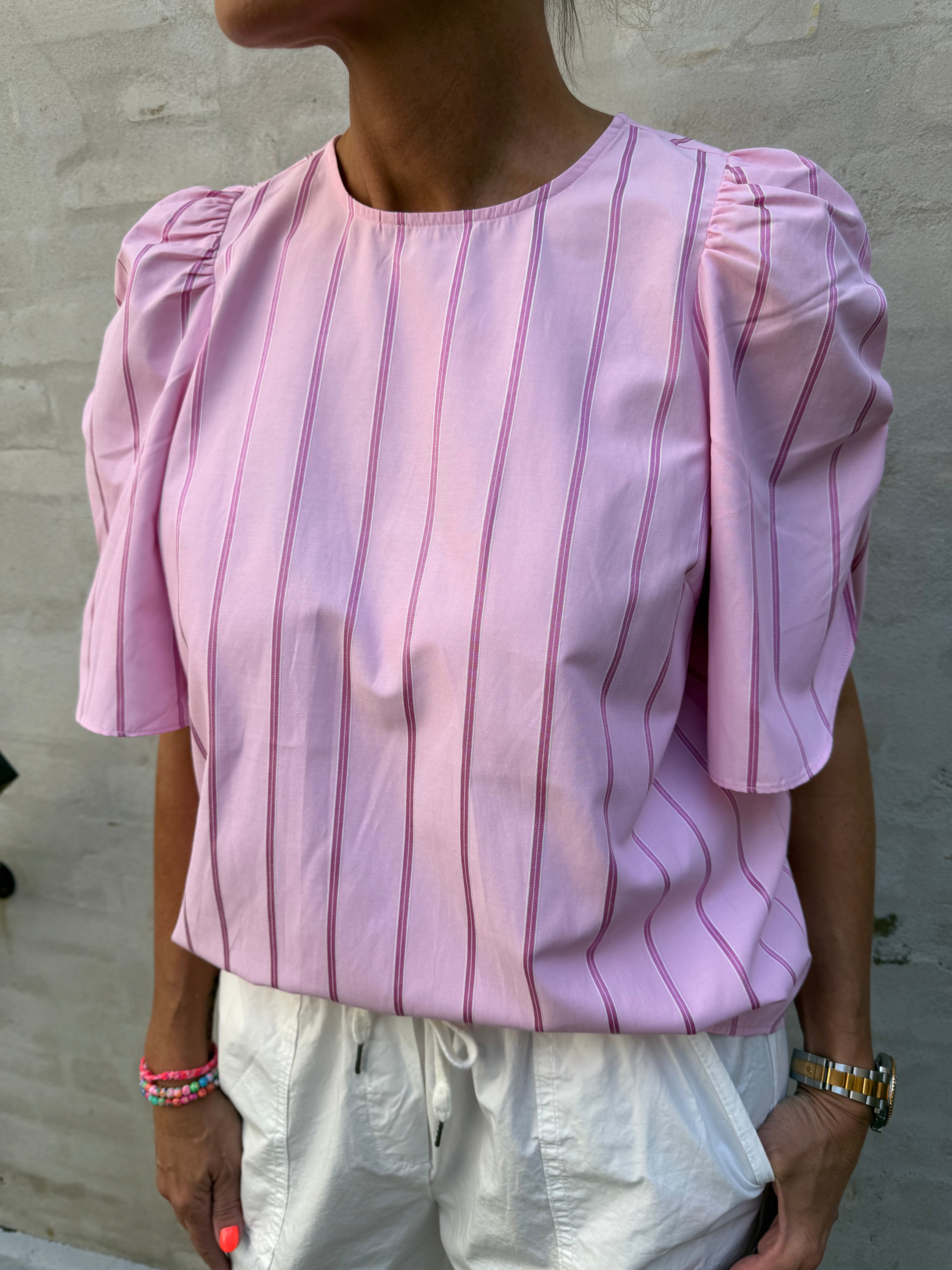 Rosalina Stripe Blouse - Pale Pink