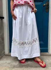 Poplin Lace Skirt - White