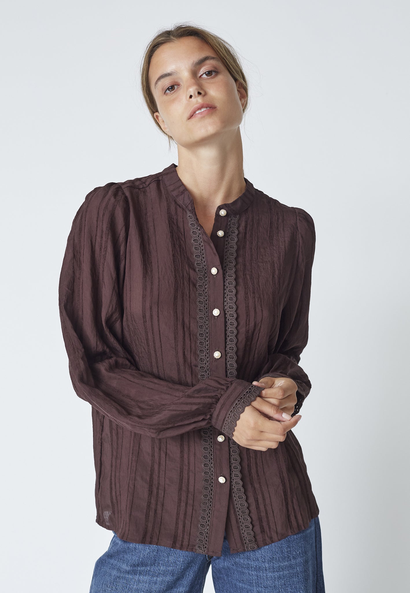 KesiCC Lace Shirt - Dark Brown
