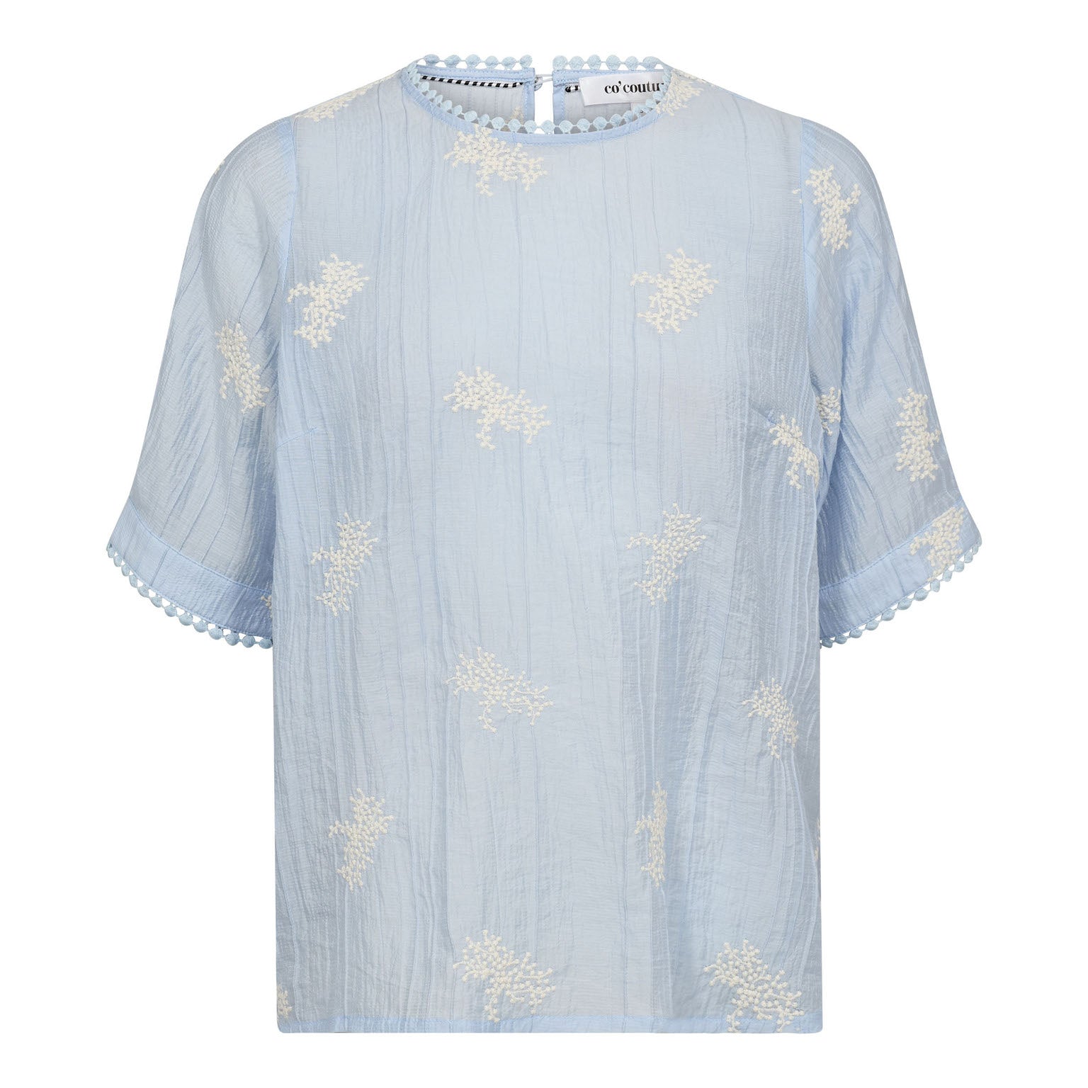 AmeliaCC Emb SS Blouse - Pale Blue