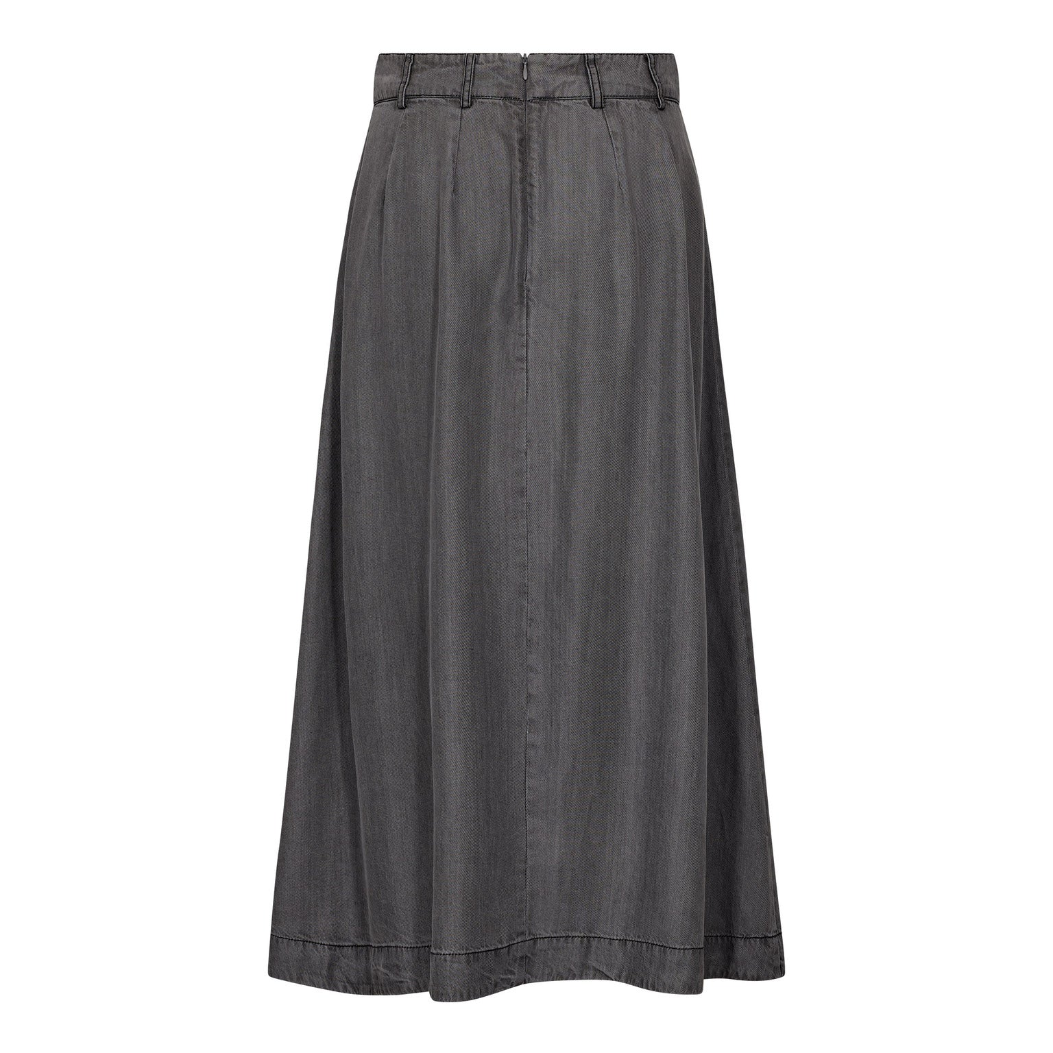 Anya Denim Pleat Skirt - Mid Grey