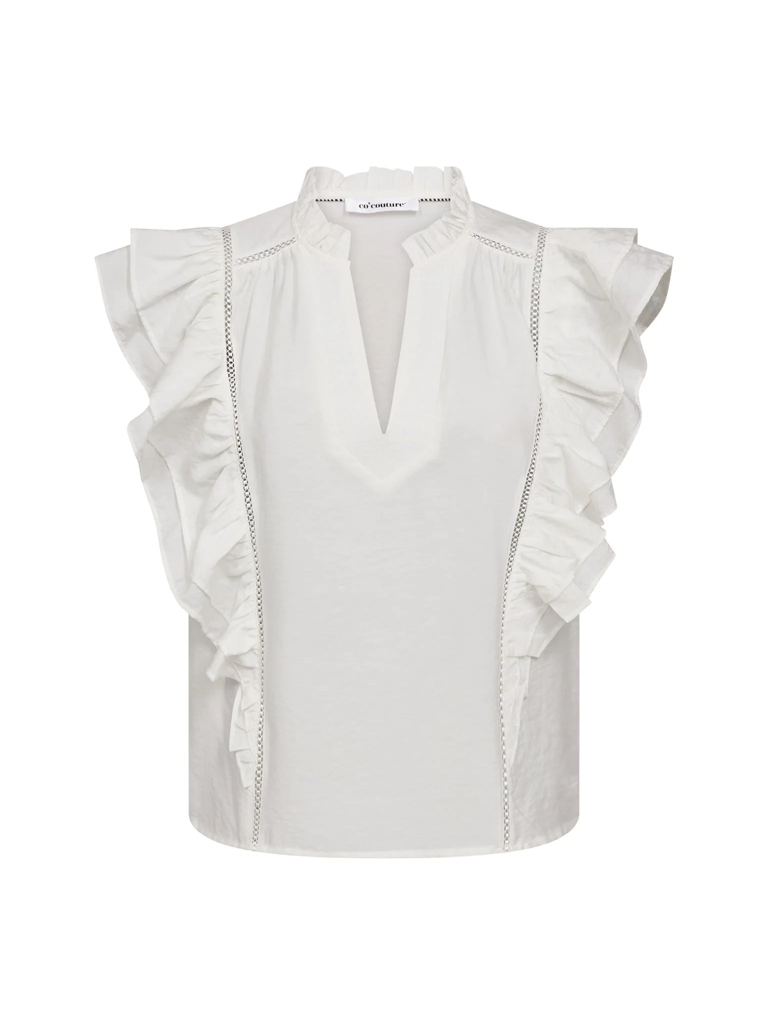 CallumCC Lace Frill V-Top - White