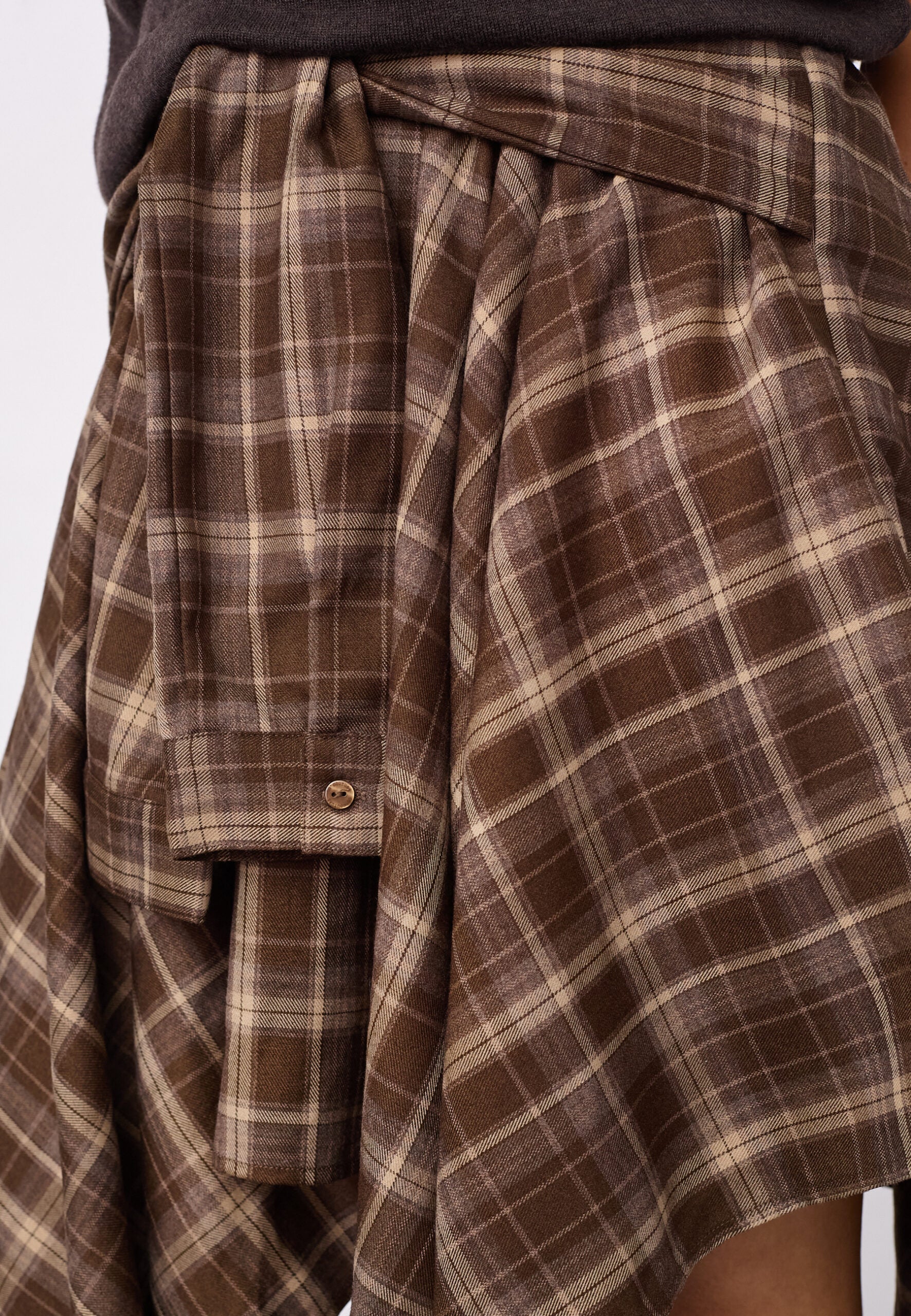 DagnyCC Check Tie Skirt - Brown