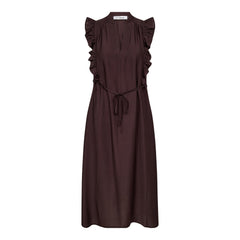 HeraCC Frill SS V-Dress - Dark Brown