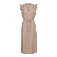 HeraCC Frill SS V-Dress - Walnut