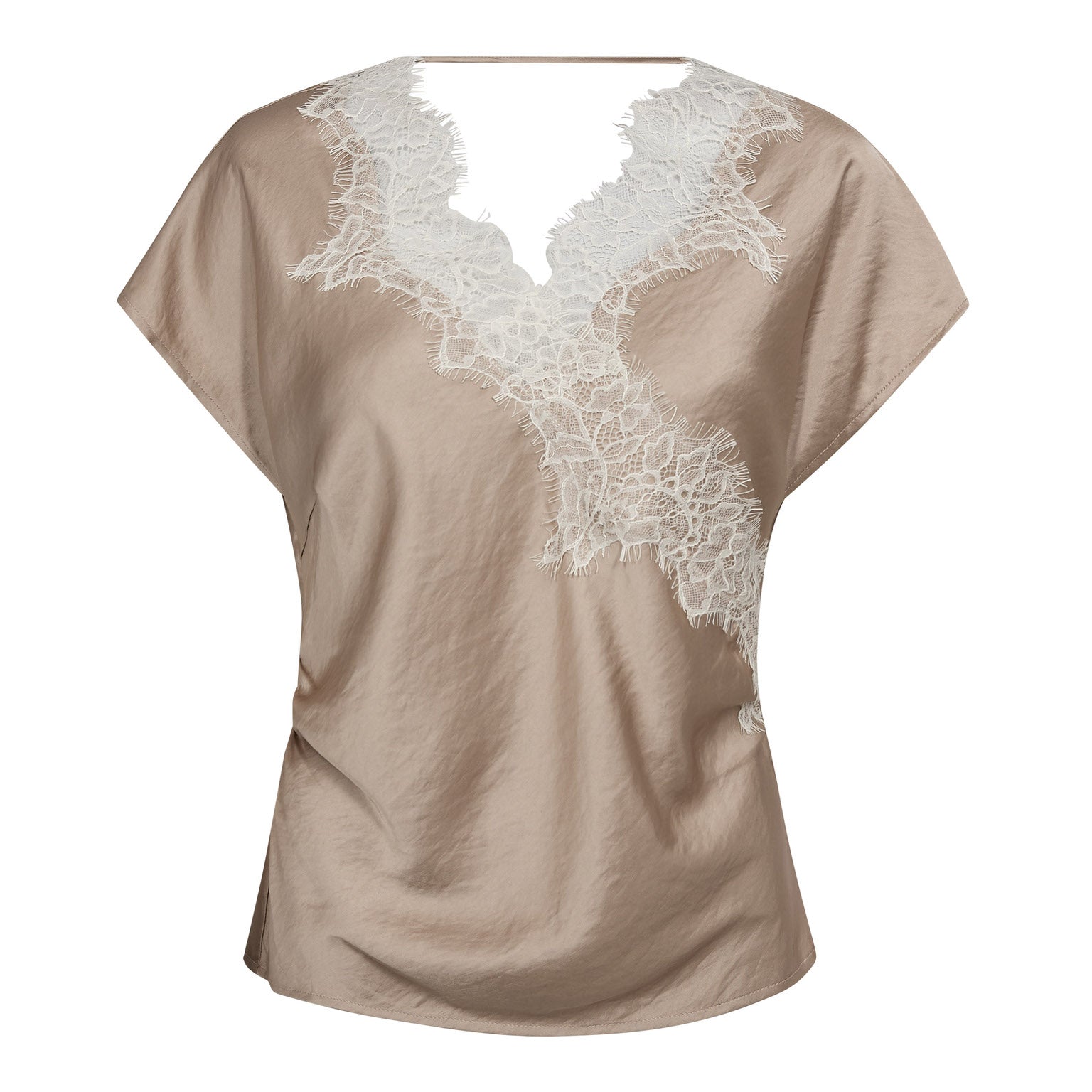 IdunCC Lace SS Blouse - Bisquit