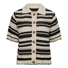 OdetteCC Stripe SS Cardigan - OffWhite-Black