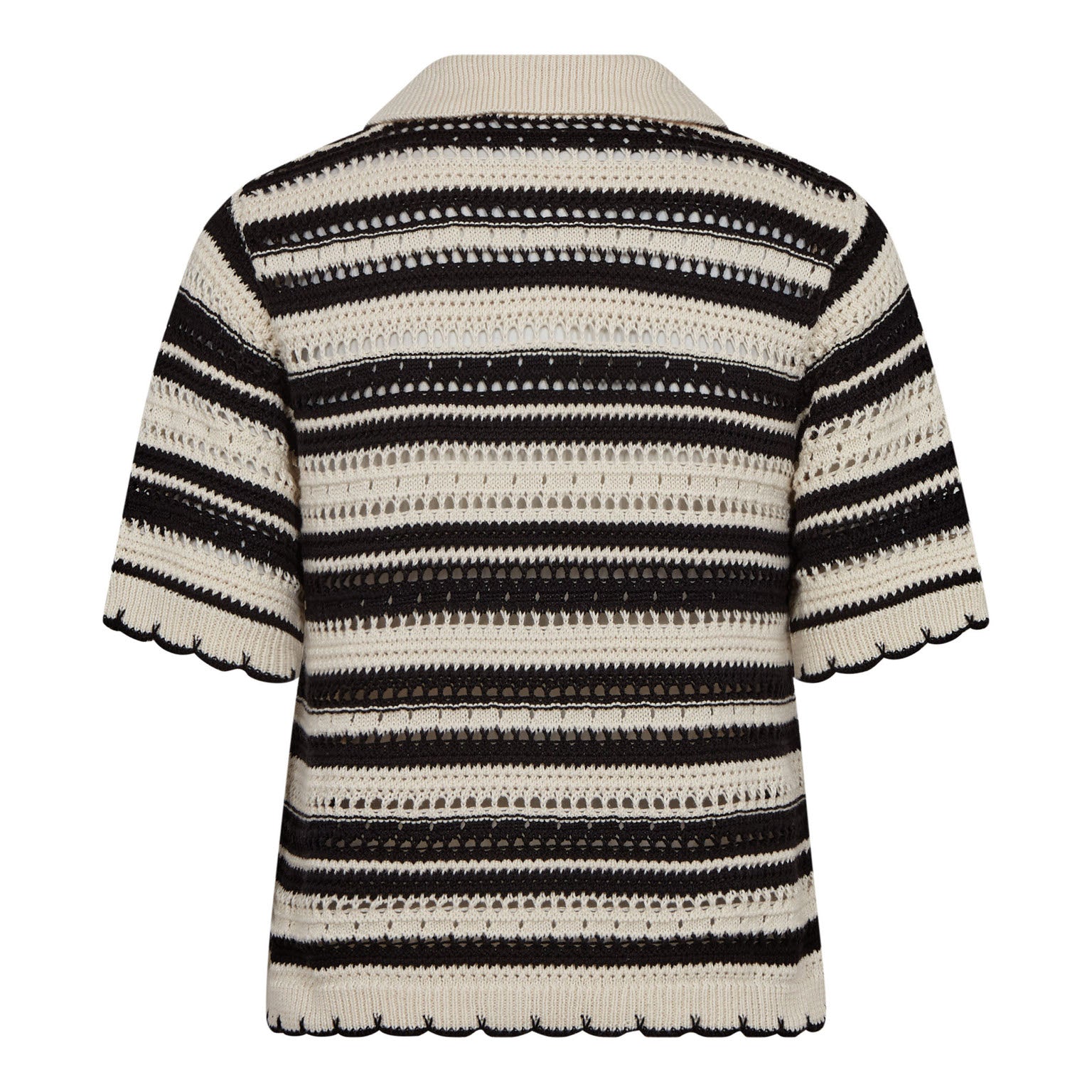 OdetteCC Stripe SS Cardigan - OffWhite-Black
