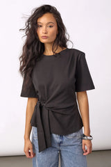 OrianeCC Pleat Tie Tee - Black