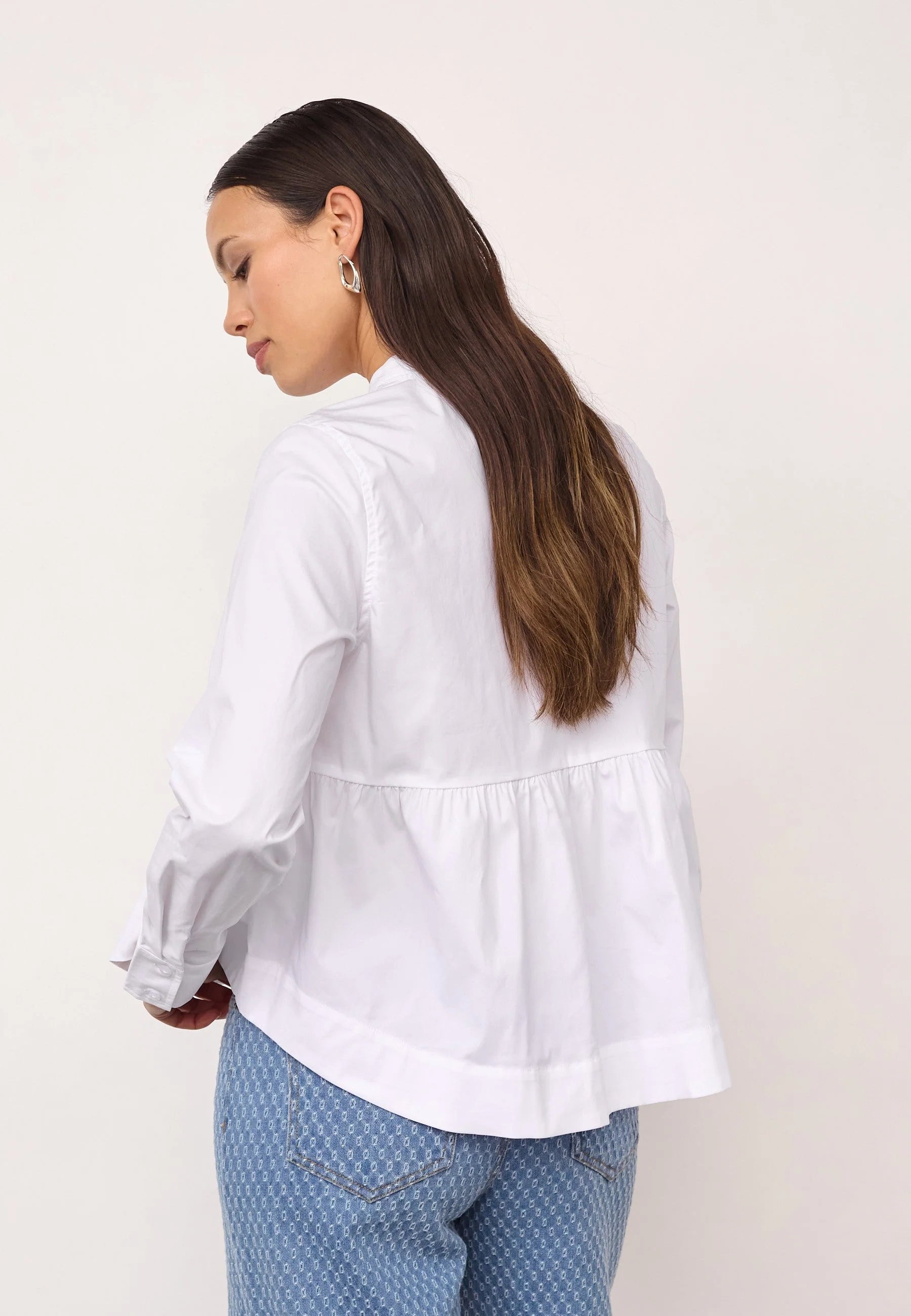 PoppyCC LS Flare Blouse - White