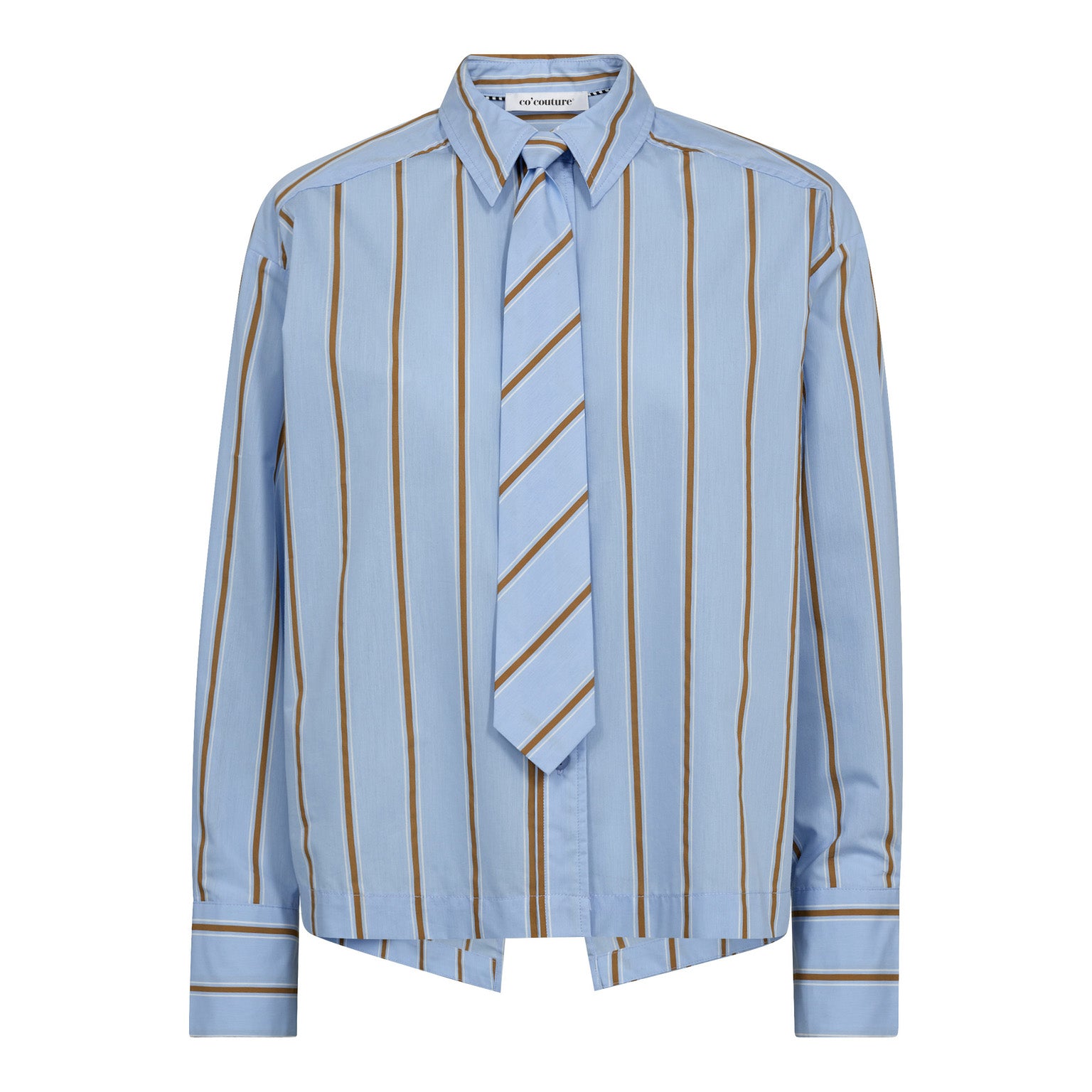 Amora Stripe Tie Shirt - Pale Blue