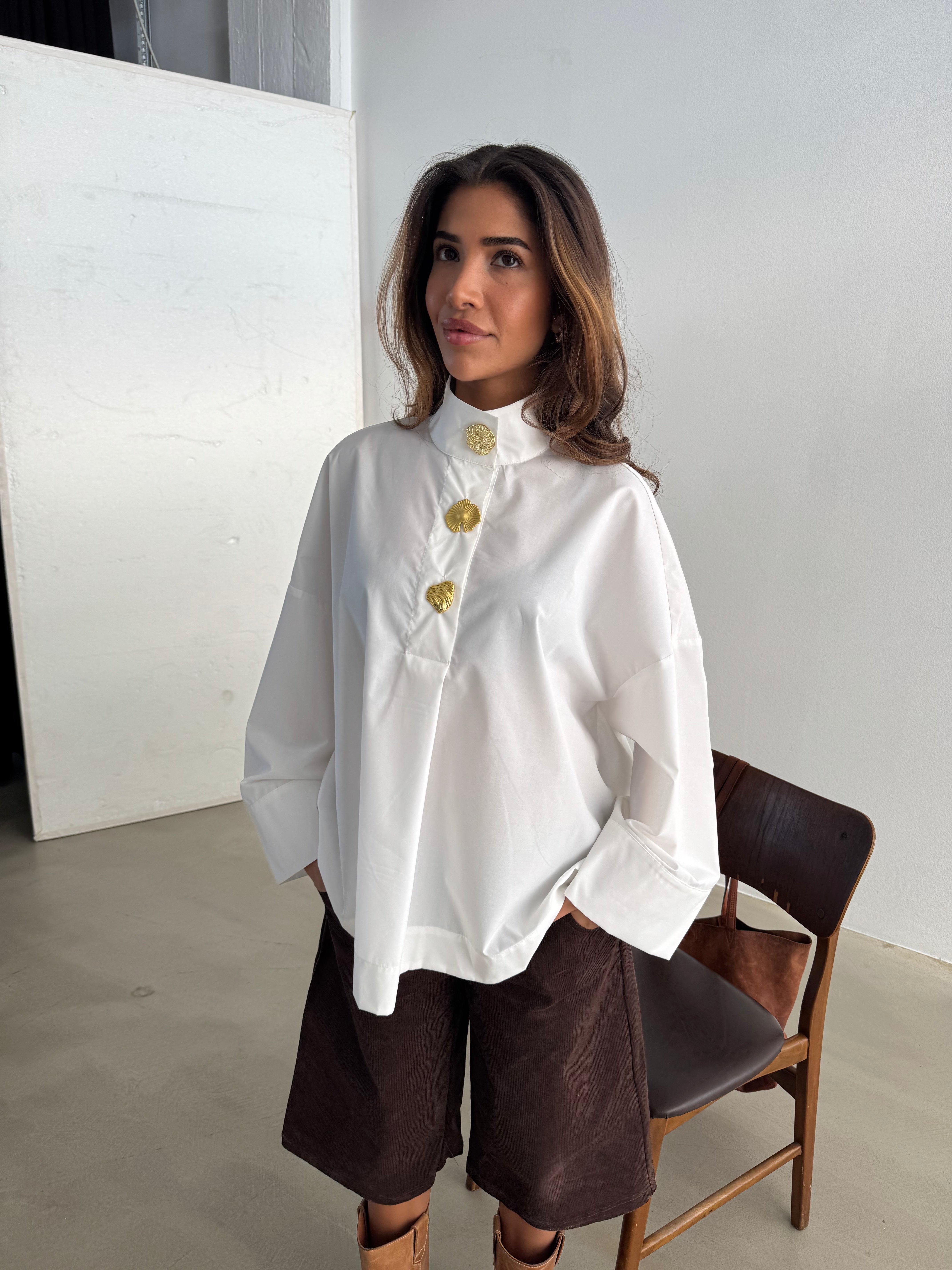 Klara High Neck Shirt - White